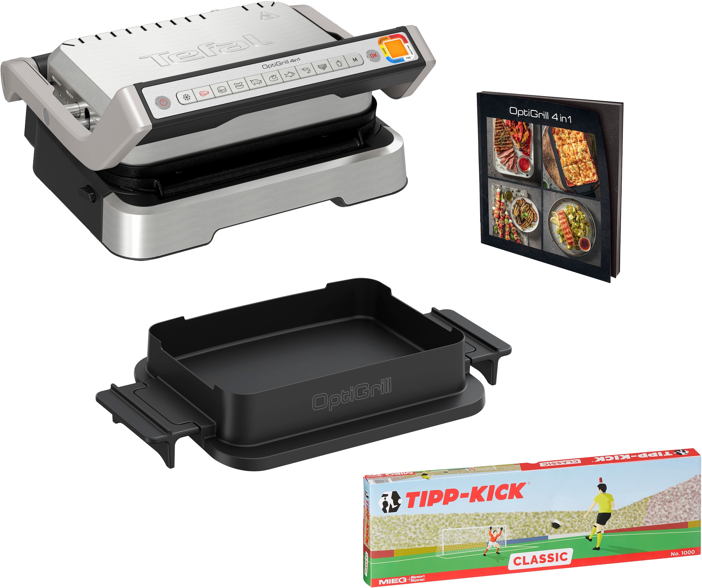 Tefal Kontaktgrill »GC774D TK OptiGrill 4in1 Grillen/BBQ/Ofen/kompl. Mahlzeit«, 2100 W, inkl. Backschale, Gratis Tipp-Kick-Spiel