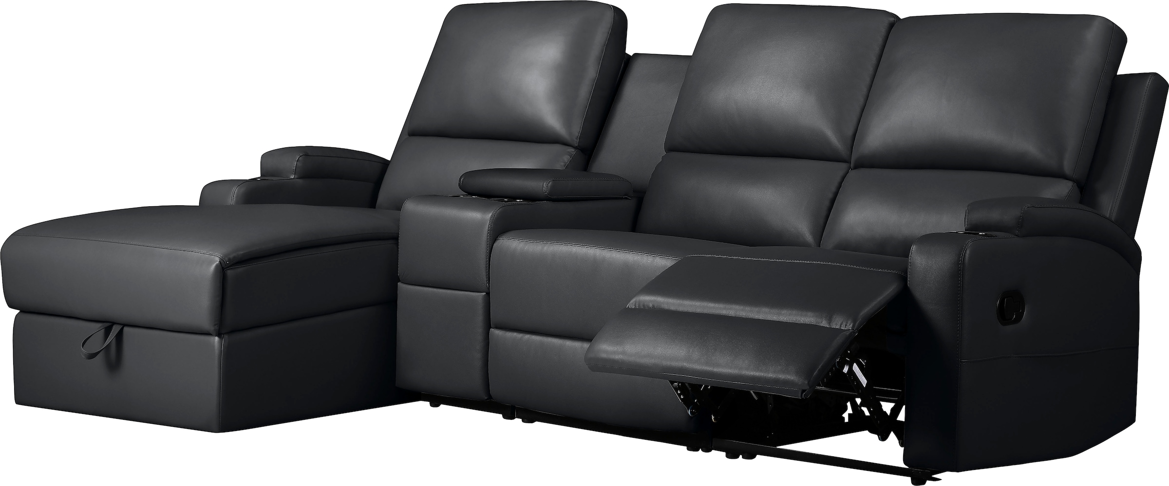 Home affaire Ecksofa »NAPORI Multimediasofa, 3er Kinosessel XXL, L-Form, 3 Bezugsstoffe«, Kinosofa mit Relaxfunktion, Getränkehalter, Staufach und Staukasten