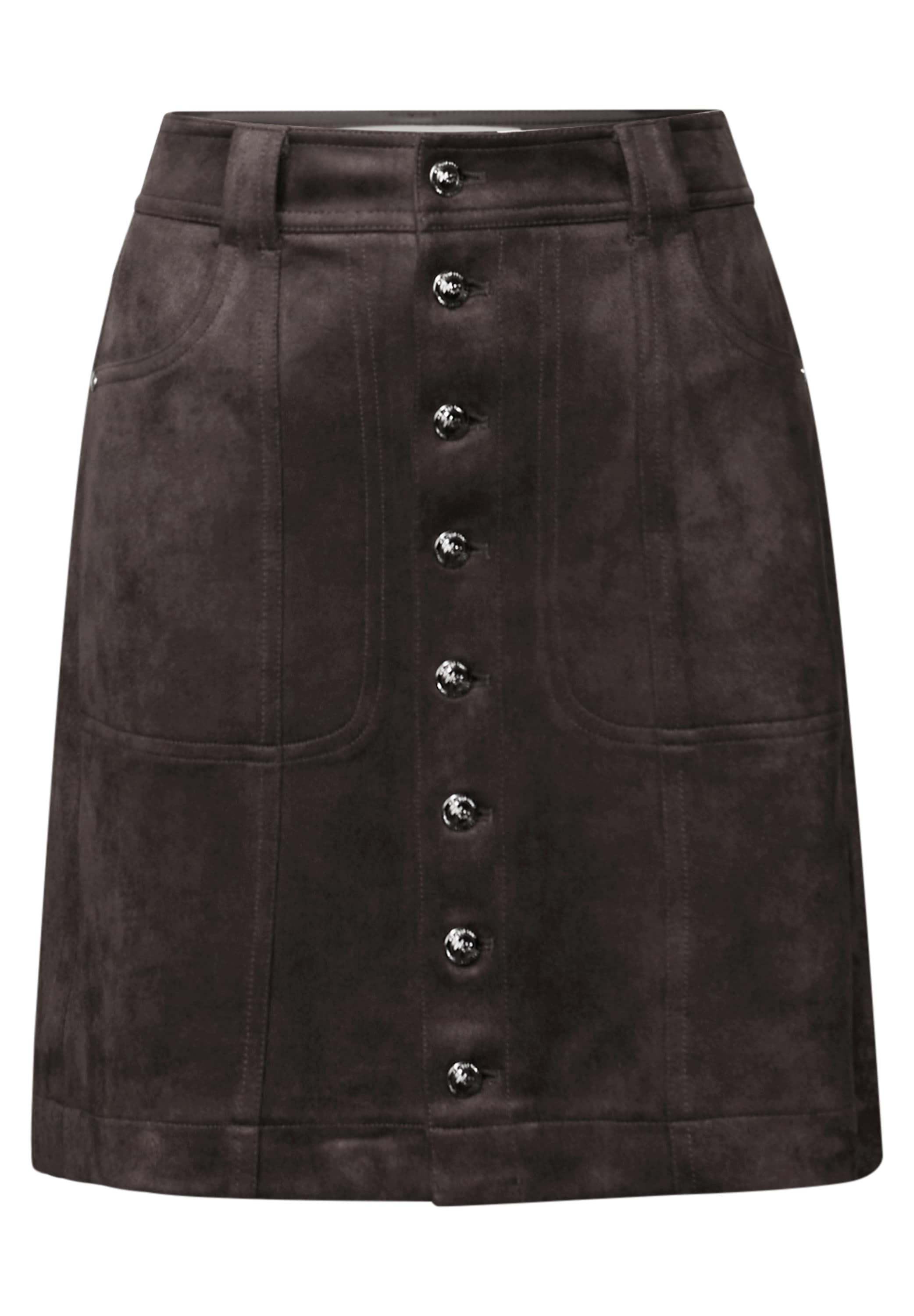 STREET ONE Minirock, Velour mit Stretch und mit Knopfleiste vorne