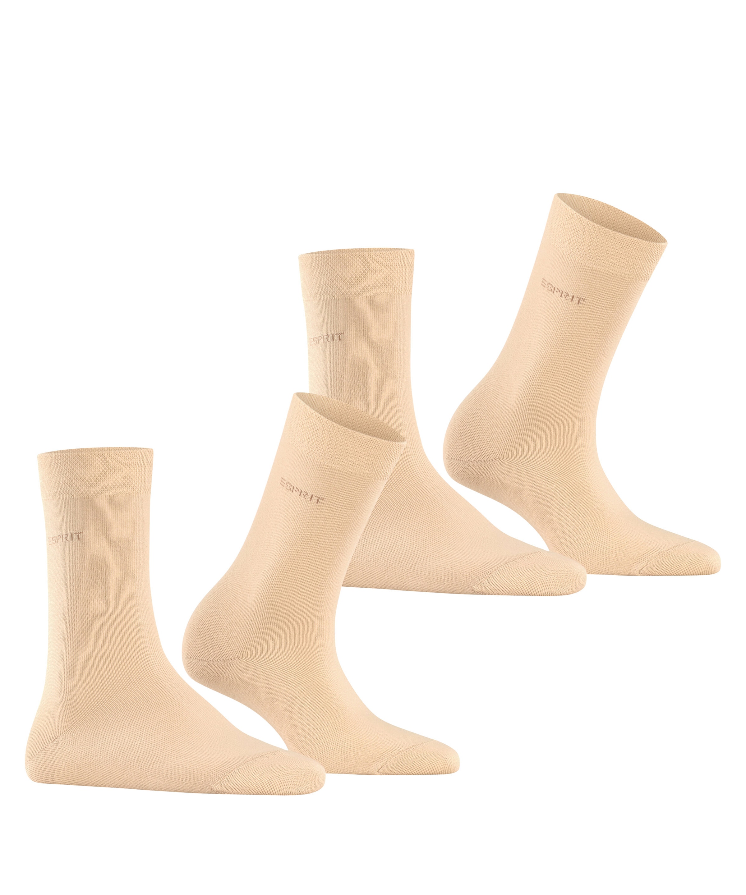 Esprit Socken »Basic Easy«, (2 Paar, 2er Pack), ohne einschneidendes Bündchen, Basic-Socke, Uni-Strümpfe atmungsaktiv