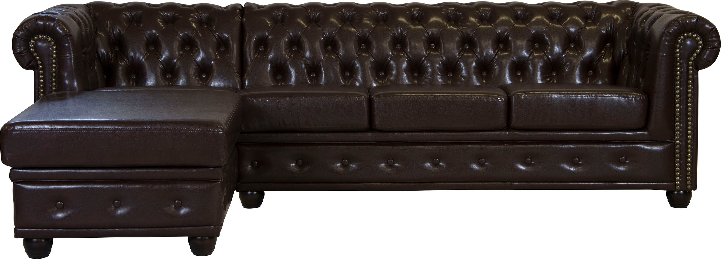 Home affaire Chesterfield-Sofa »Rysum L-Form« Chesterfield-Optik mit Ottomanen-Abschluß