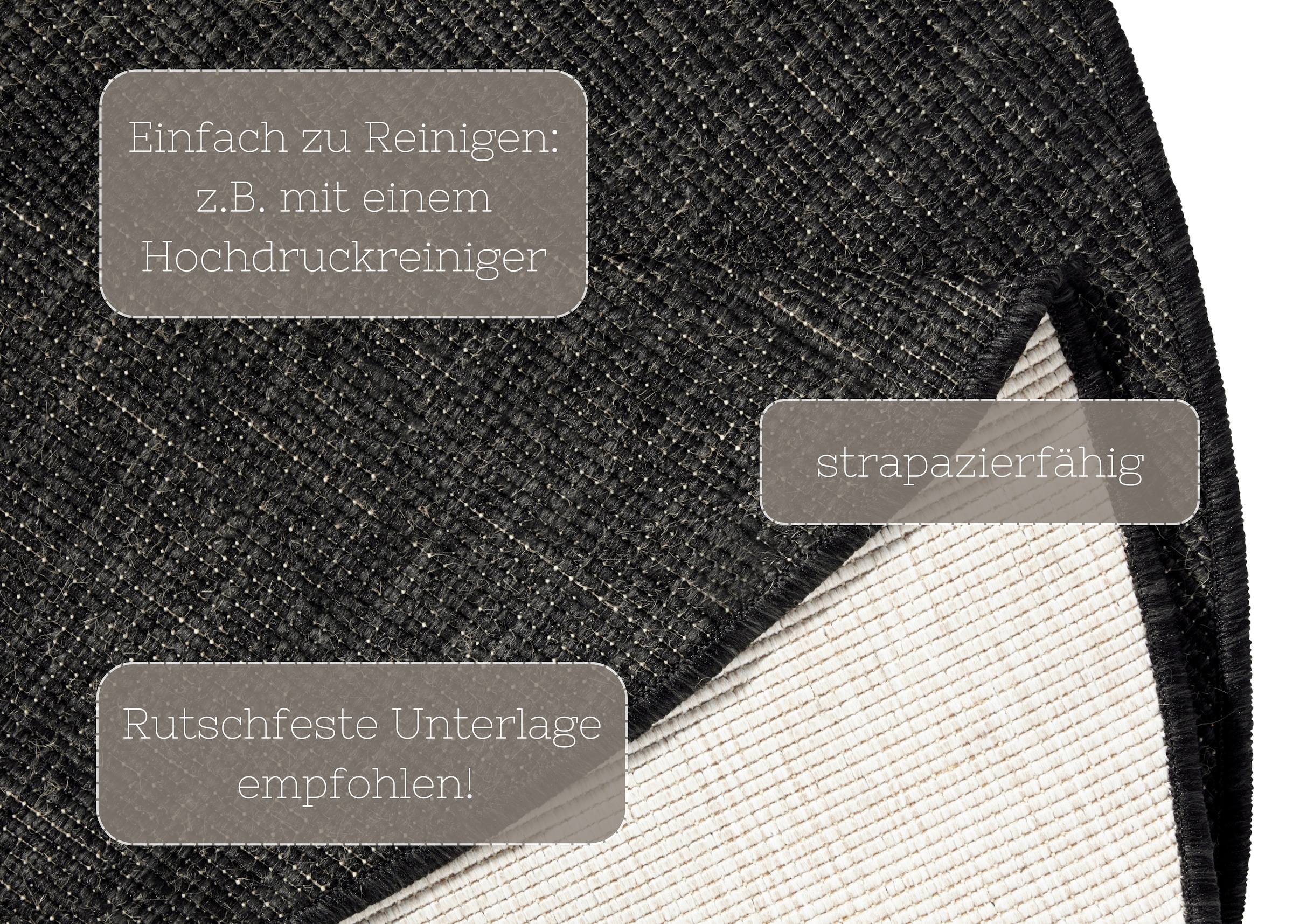 NORTHRUGS Teppich »Miami«, rund, 5 mm Höhe, In-& Outdoor, Wetterfest, Balkon, Garten, Wohnzimmer, Wasserfest