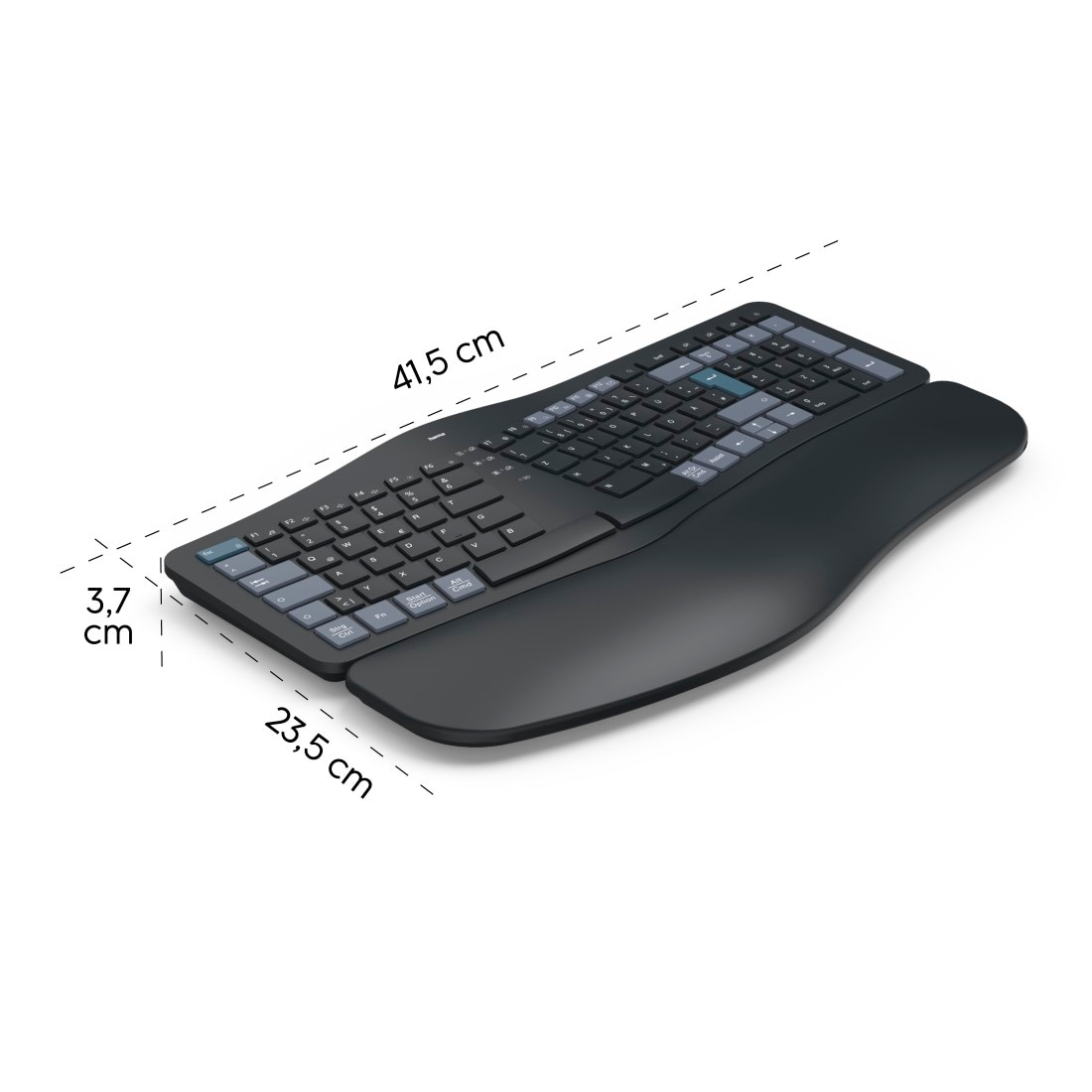 Hama ergonomische Tastatur »Ergonomische Tastatur (kabellos, Multi Device, 2x Bluetooth, 1x Funk)« (Handgelenkauflage | ausklappbare Füße)