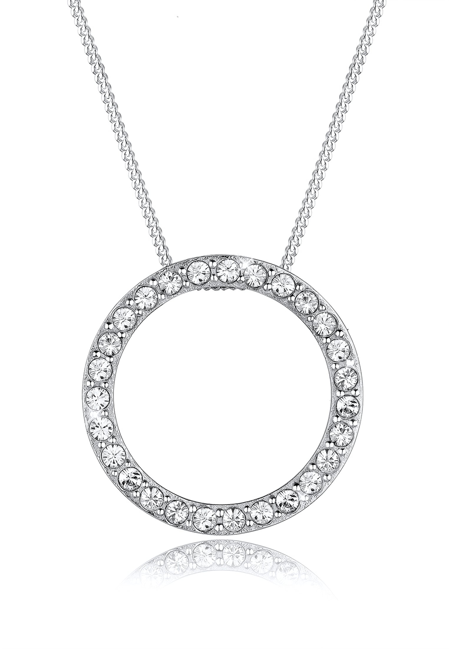 Elli Silberkette »Halskette Anhänger Rund mit Kristalle 925 Silber«
