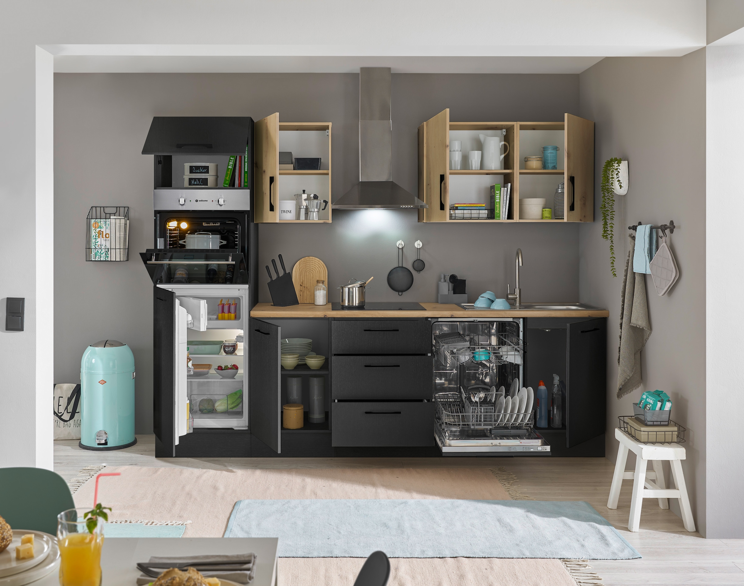 BASIC by Balculina Küchenzeile »Turin« Breite 280 cm, wahlweise mit E-Geräten