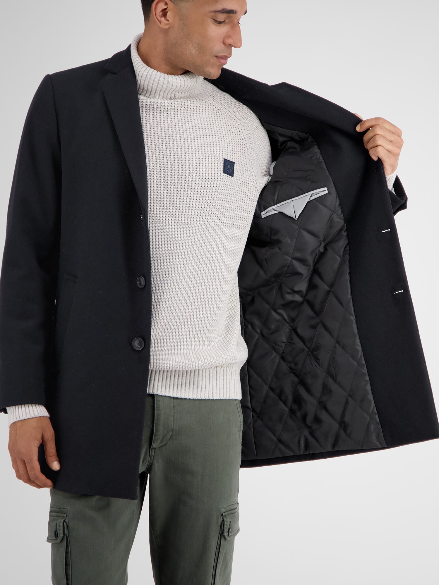 LERROS Langjacke »LERROS Eleganter Mantel mit Reverskragen und Wollanteil«, ohne Kapuze, Keine Angabe