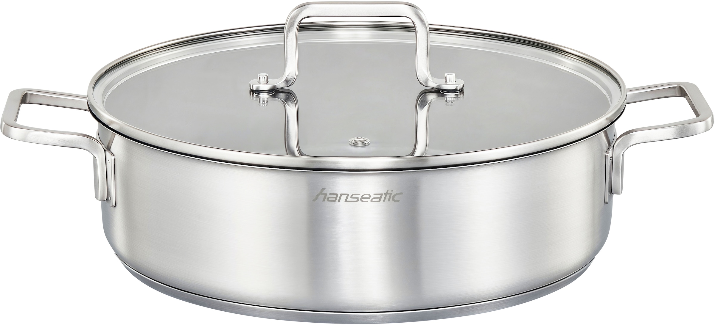 Hanseatic Pfannen-Set »DAILY« Edelstahl 18/10 Set, 1x Pfanne 24 cm, 1x Servierpfanne 28 cm mit Deckel, 3 Stk. tlg. mit Antihaftbeschichtung, für alle Herdarten, Induktion