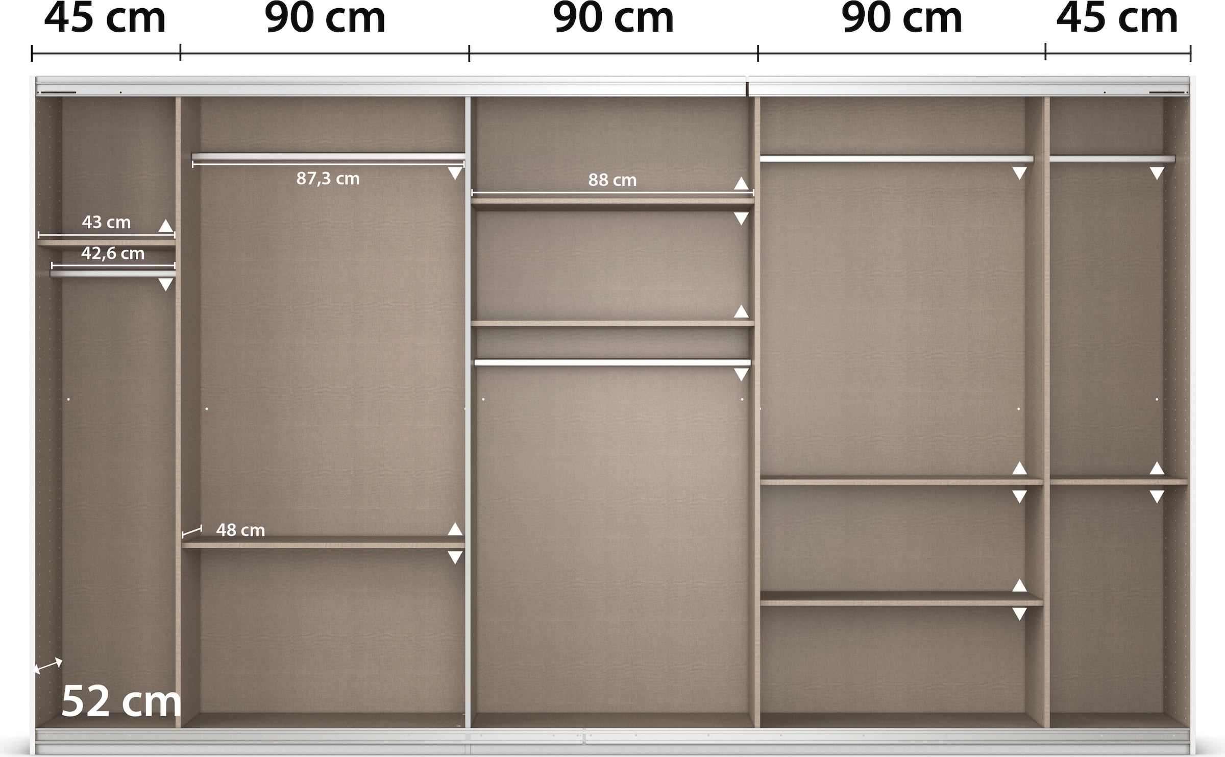 rauch Schwebetürenschrank »Kleiderschrank Schrank Garderobe AGORDO«, Top Innenausstattung, in 4 Breiten und 2 Höhen MADE IN GERMANY