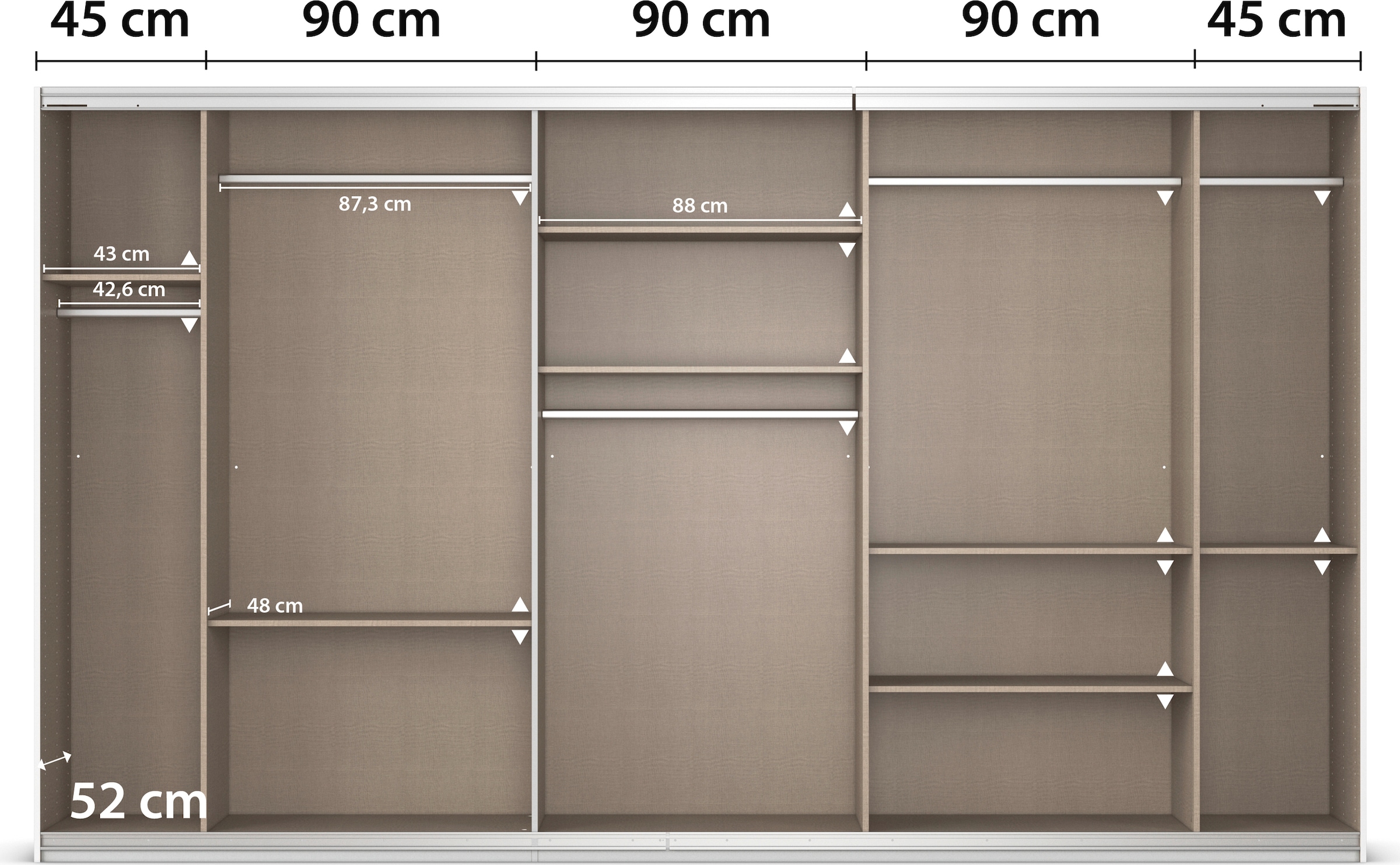 rauch Schwebetürenschrank »Kleiderschrank Schrank Garderobe AGORDO mit Dekor- oder Hochglanzfront«, sowie Metallgriffleisten und viel Stauraum