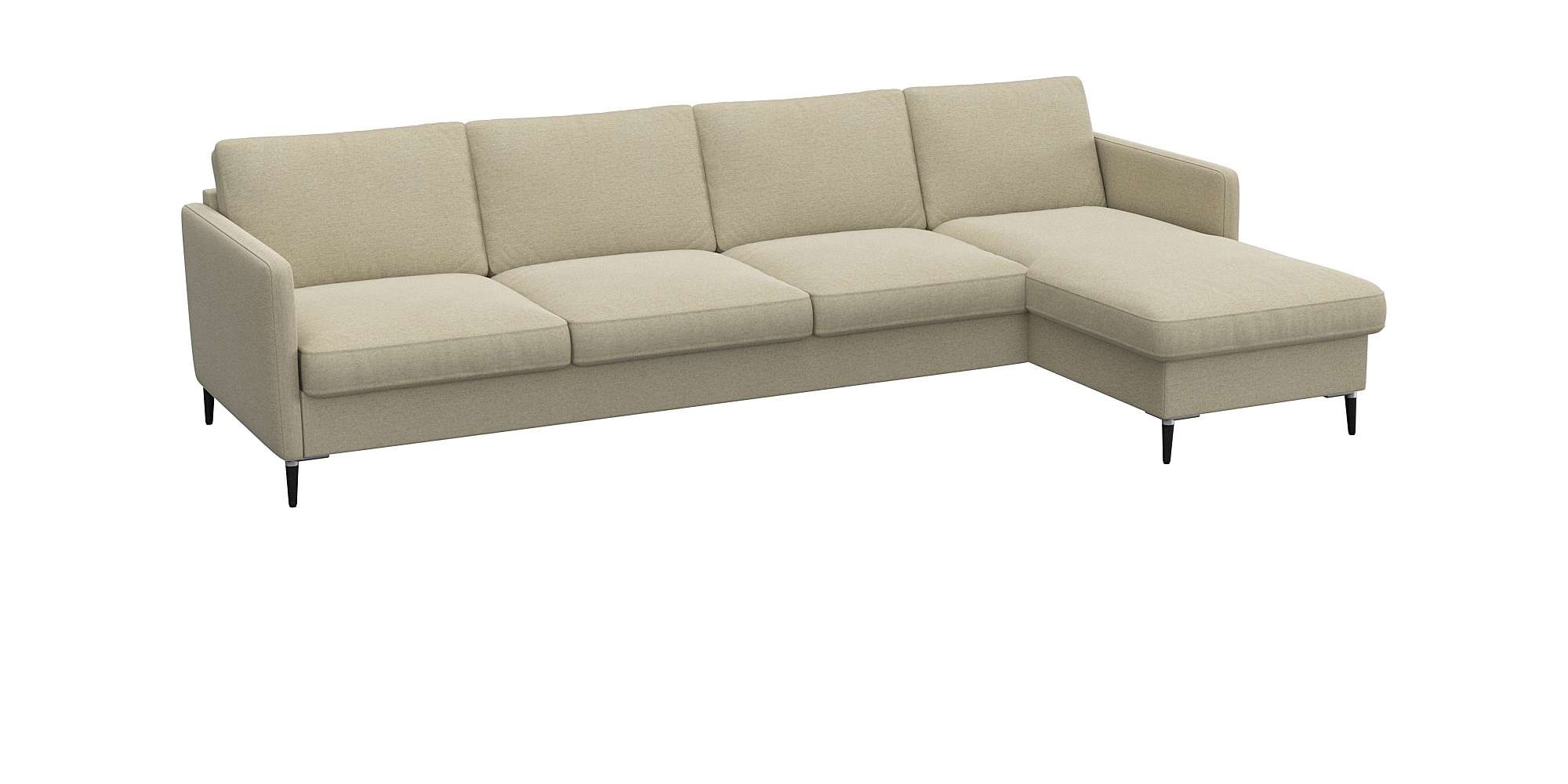 FLEXLUX Ecksofa »Fiore, L-Form, bequem und komfortabel durch hochwertigem Sitzaufbau« schmale Armlehnen, Kaltschaum, Füße Alu+schwarz