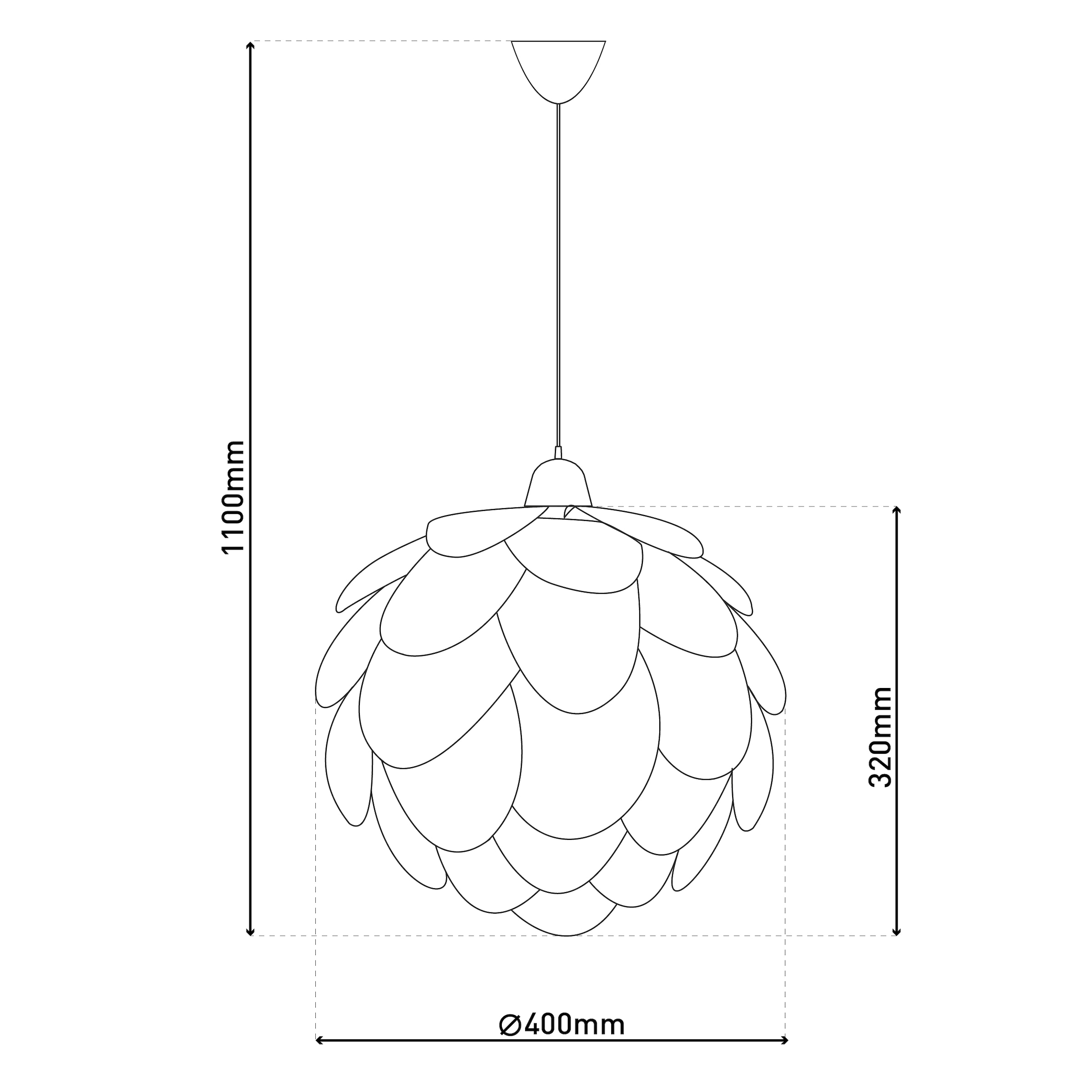 näve Pendelleuchte »Foglia« E27 1 Stk. exkl. 1x E27, blütenform, naturfarben, D: 40cm, Pendel weiß 70cm