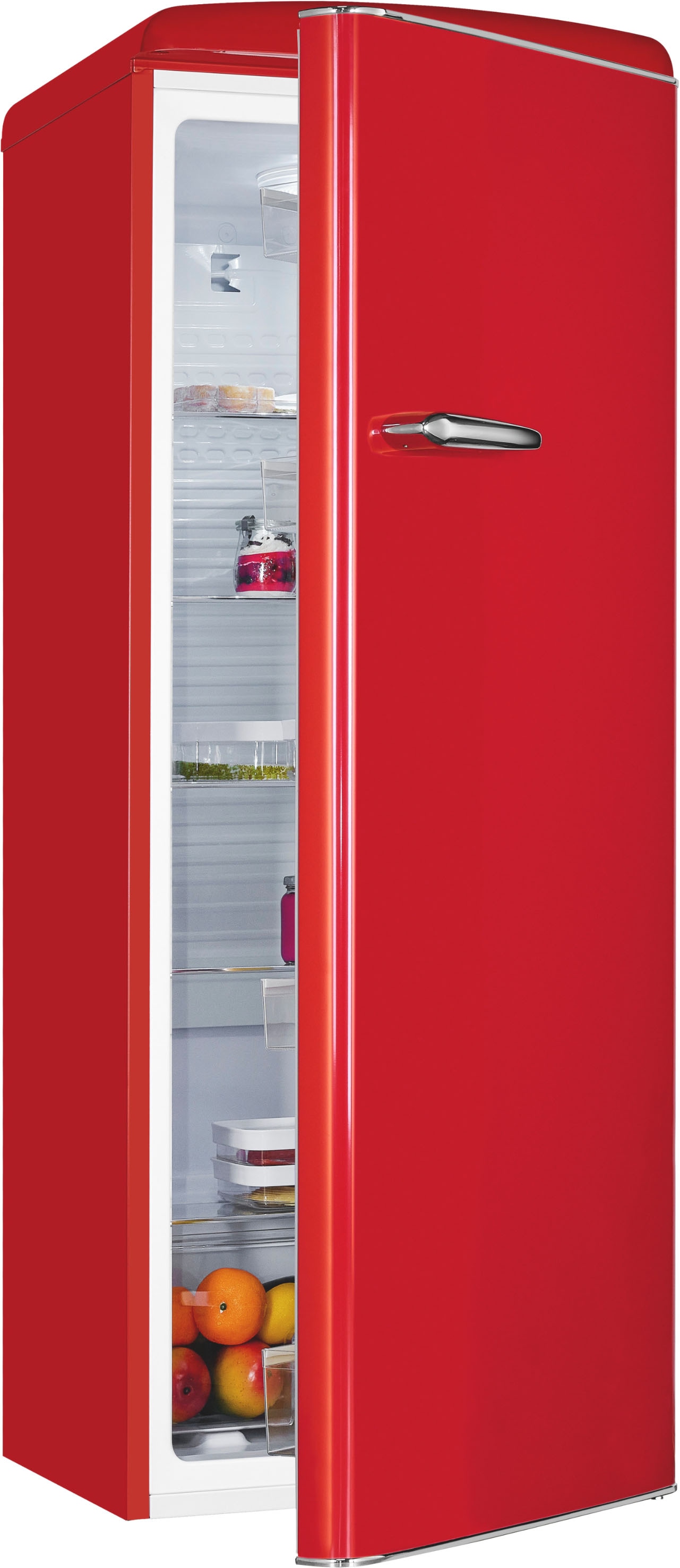 exquisit Kühlschrank »RKS325-V-H-160C rot« 146,5 cm hoch 54,5 cm breit LED-Beleuchtung, verstellbare Glasböden, Retro-Design