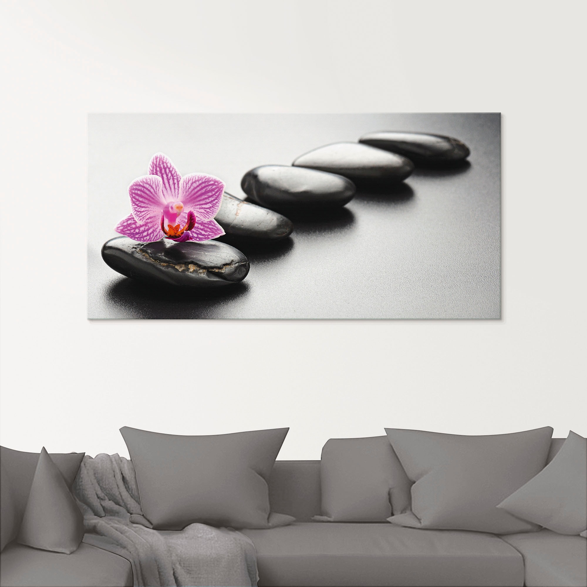 Artland Glasbild »Spa-Konzept mit Zen Steinen und Orchidee«, Zen, (1 St.), in verschiedenen Größen