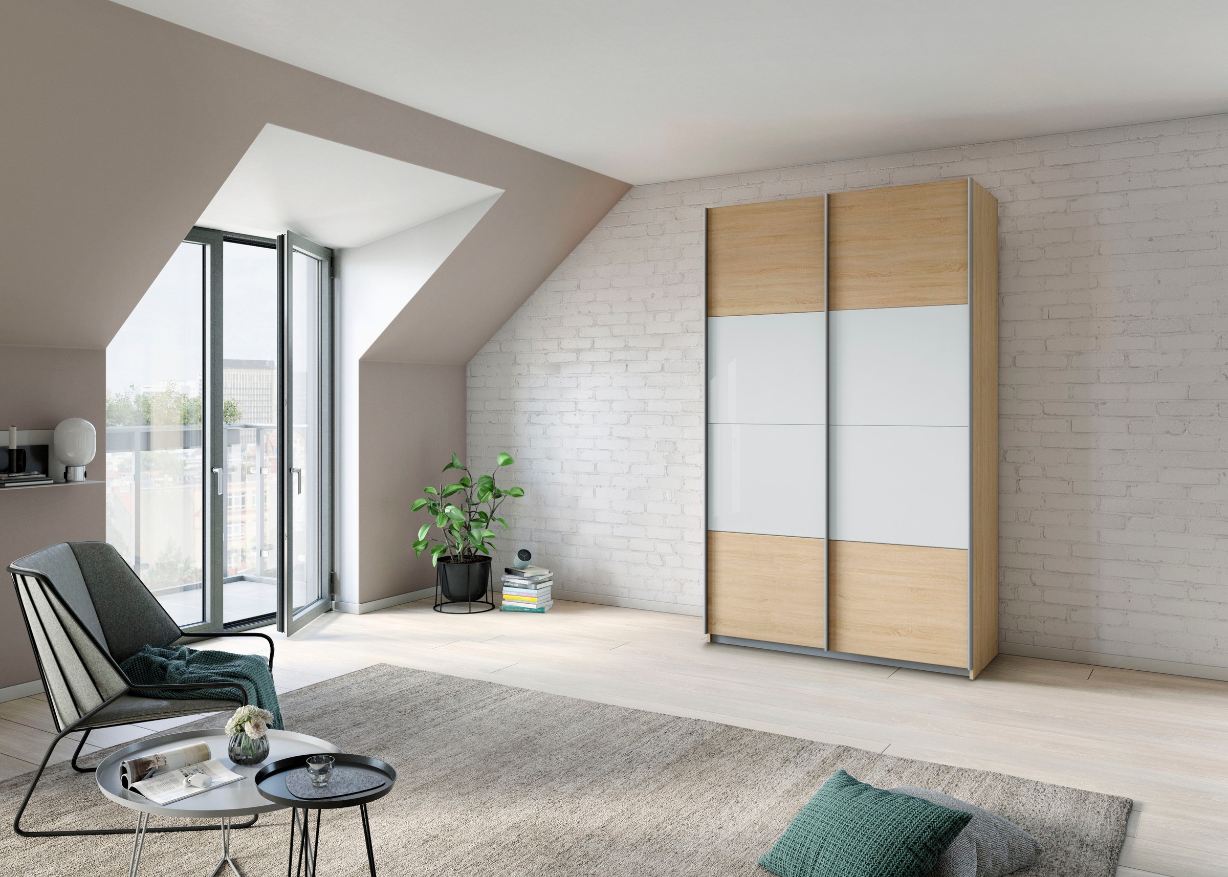 rauch Schwebetürenschrank »Quadra Bestseller Schlafzimmerschrank in vielen Breiten«, Kleiderschrank Garderobenschrank Schrank mit Glaselementen