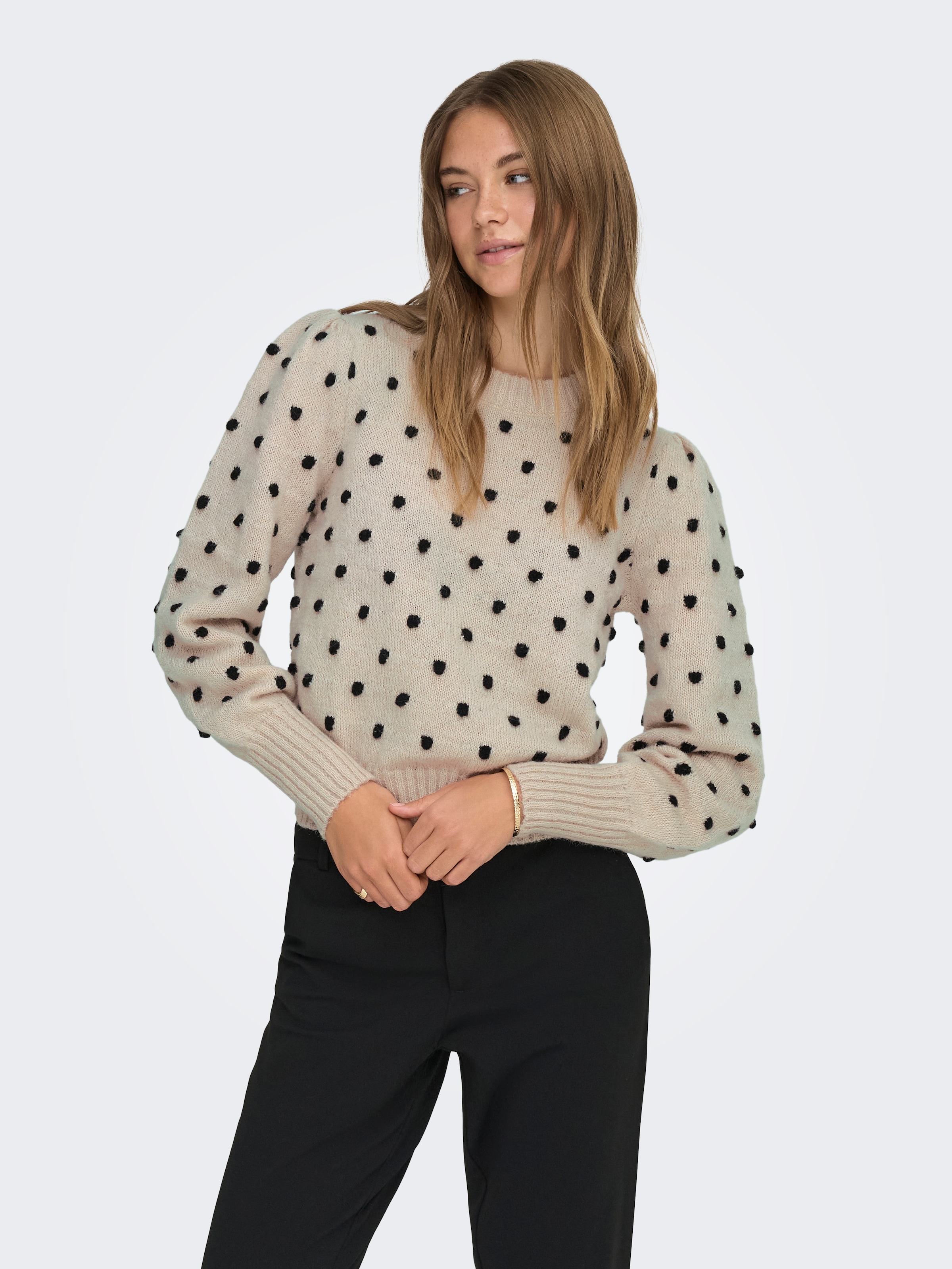 JDY Rundhalspullover »JDYSIGRID LIFE L/S ON PUFF PULL KNT NOOS« in gepunkteter Optik