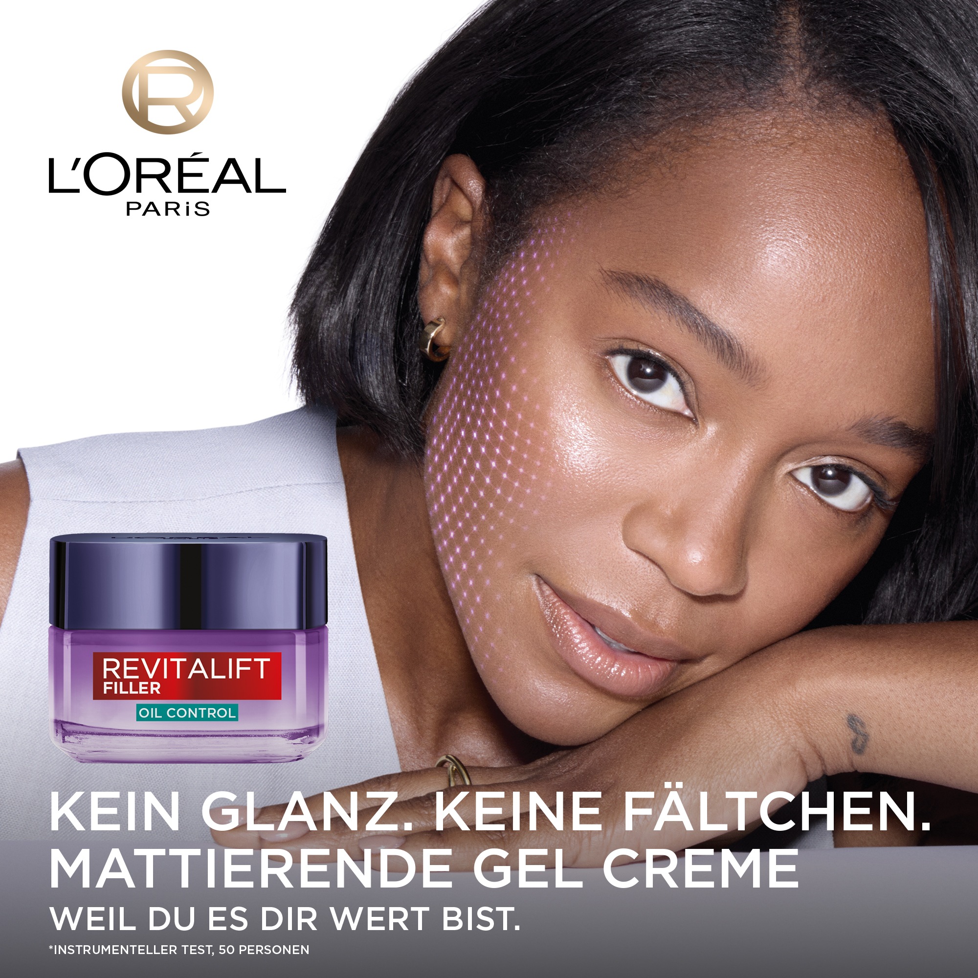 L'ORÉAL PARIS Gesichtsgel »REVITALIFT FILLER MATTIERENDE GEL-CREME OIL CONTROL« mildert erste Anzeichen von Hautalterung bei fettiger Haut.