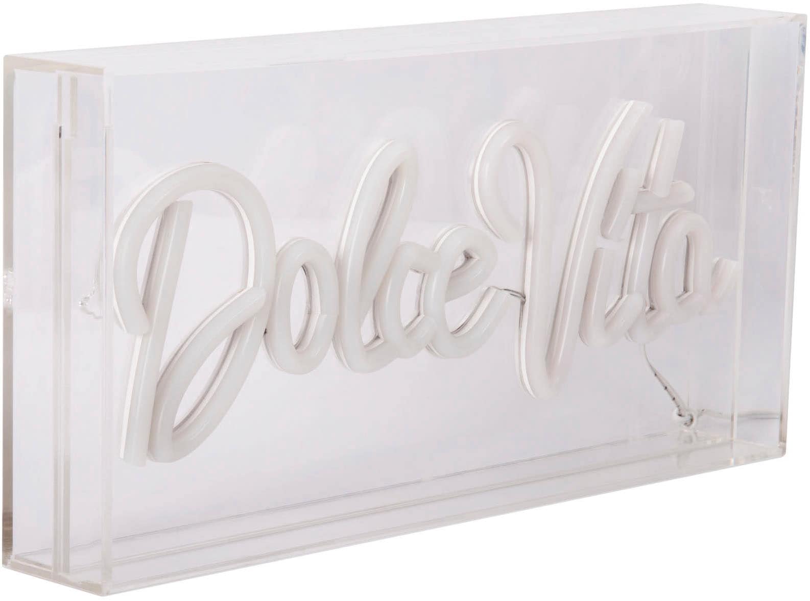 näve LED Dekolicht »DOLCE VITA« LED-Modul 1 Stk. blau | rot Schriftzug beleuchtet blau rot, Tisch- Wandfunktion, transparent, USB