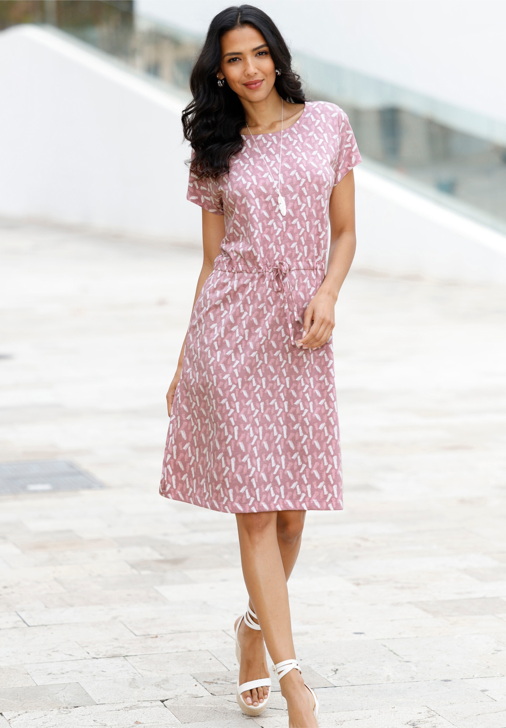 Sieh an! Shirtkleid »Jersey-Kleid Jerseykleid mit Rundhals-Ausschnitt« Ohne Taschen