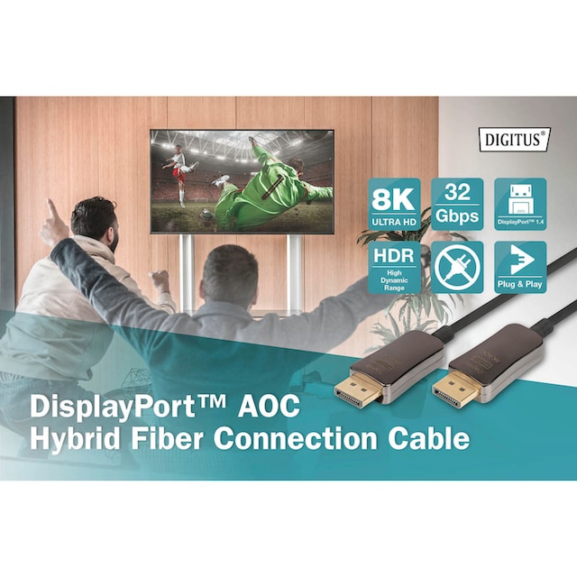 Digitus SAT-Kabel »DisplayPort™ AOC Hybrid Glasfaserkabel, UHD 8K«,  DisplayPort, 1500 cm jetzt bei OTTO