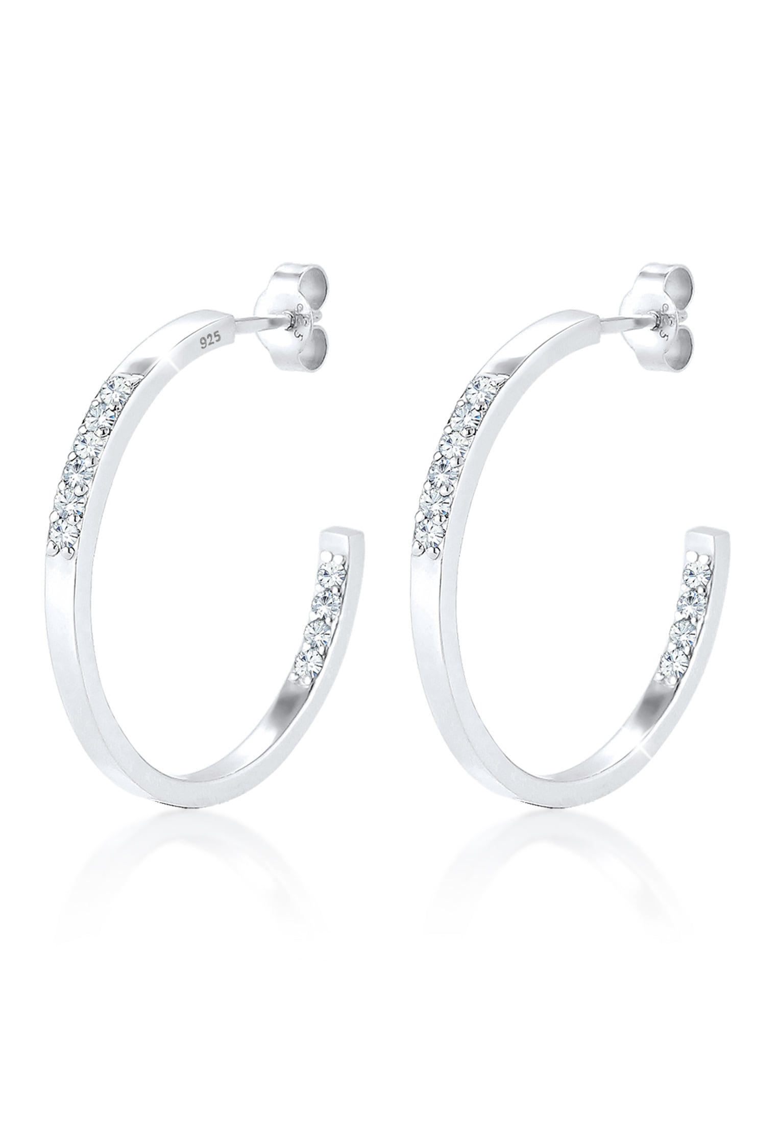 Elli Paar Creolen »Ohrringe Creolen mit Glas Kristallen Weiß 925 Sterling Silber, mit Kristallen von Swarovski®«