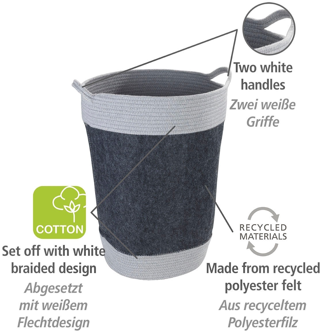 WENKO Aufbewahrungskorb »Bea«, (1 St.), aus recyceltem Polyesterfilz kaufen  bei OTTO