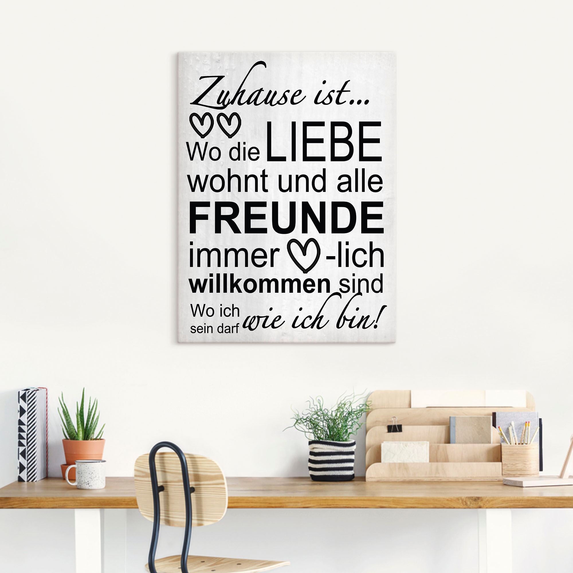 Artland Wandbild »Wo die Liebe wohnt«, Sprüche & Texte, (1 St.), als Alubild, Outdoorbild, Leinwandbild, Poster, Wandaufkleber