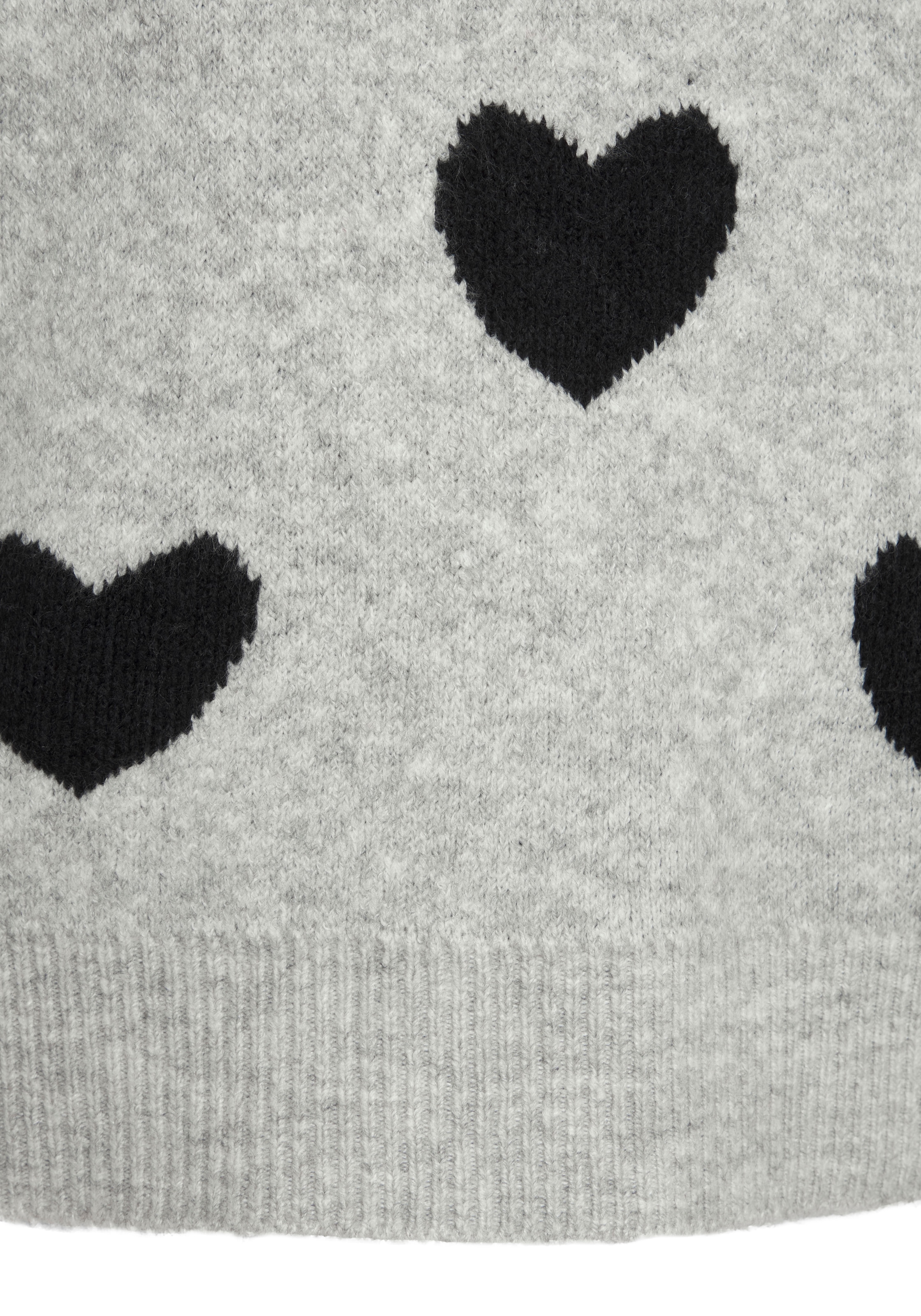 LASCANA Rundhalspullover »mit Herzmuster« Kuscheliger Strickpullover mit Herzen, Jacquardpullover mit Herzmuster