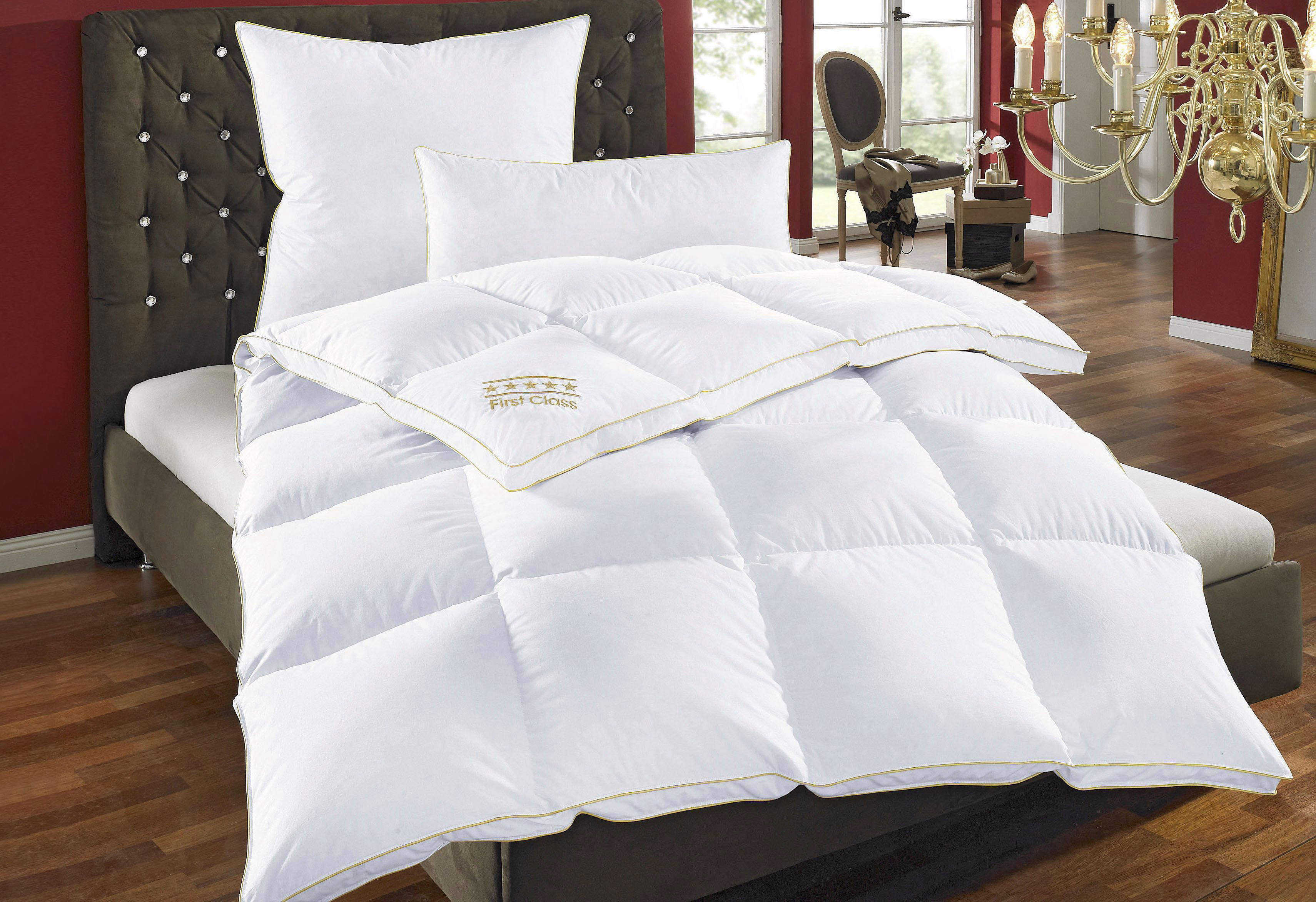 Obb Daunenbettdecke + Federkissen »Emilias« Bettwaren-Set in weiß, Größe B/L: 80 cm x 80 cm Anzahl Teile 2