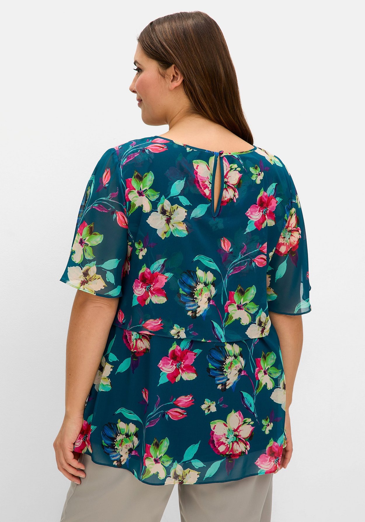 Sheego Chiffontunika »Chiffontunika mit Blumenprint, im Lagenlook«