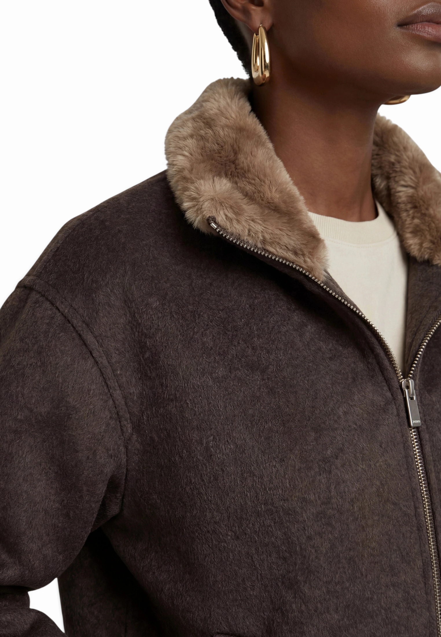 Zero Outdoorjacke »Casual-Jacke mit Kunstfellkragen«