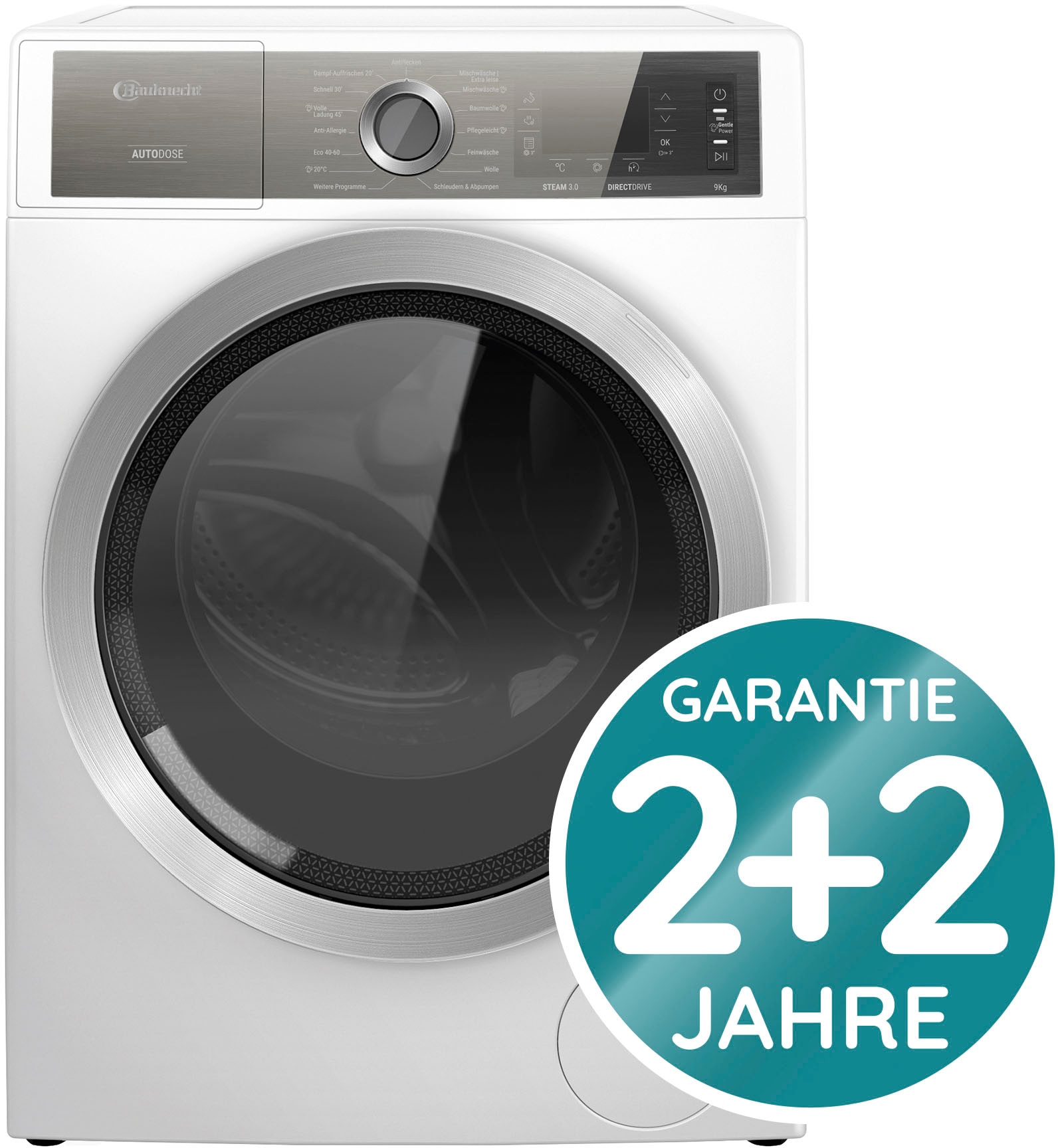 BAUKNECHT Waschmaschine »B8 W946WB DE«, B8 W946WB DE, 9 kg, 1400 U/min, AutoDose, 4 Jahre Herstellergarantie