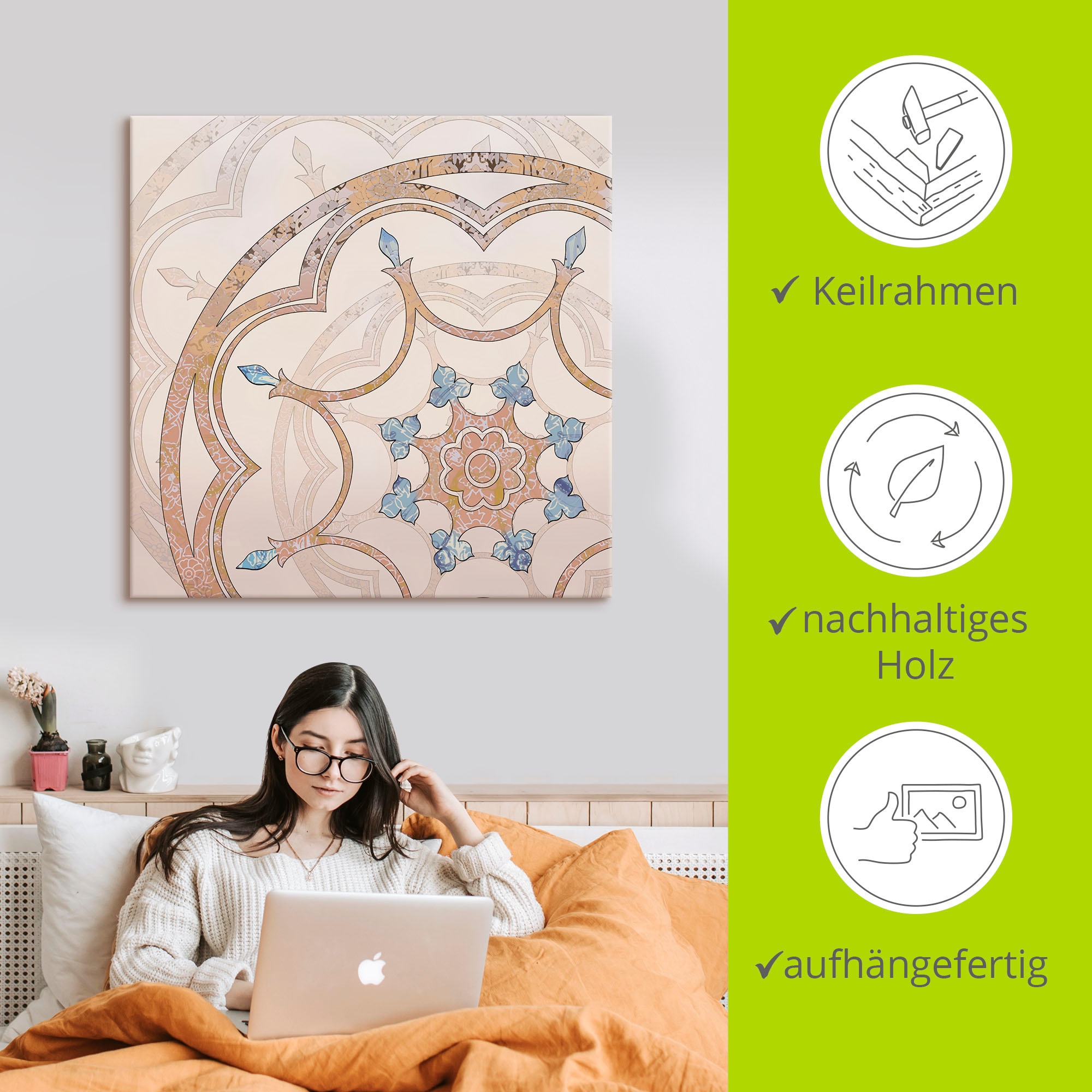 Artland Wandbild »Boho Mandala«, Muster, (1 St.), als Alubild, Outdoorbild, Leinwandbild, Poster in verschied. Größen