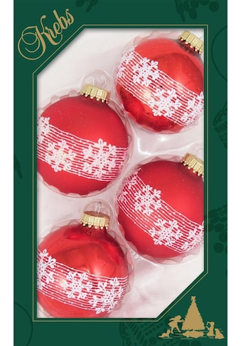 Weihnachtsbaumkugel »Schneekristall, Weihnachtsdeko rot, Christbaumschmuck«, (Set, 4 St.)