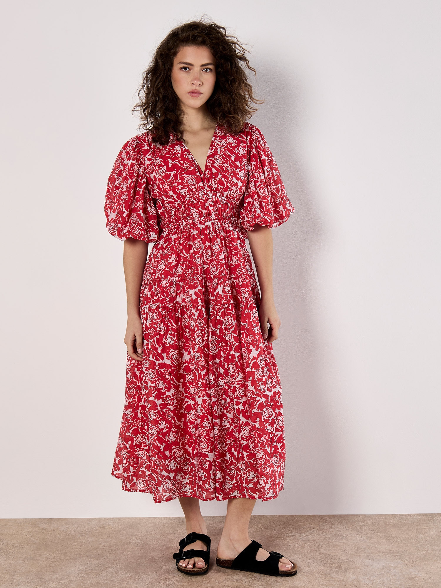 Apricot Midikleid »Midikleid« mit Rosenmuster