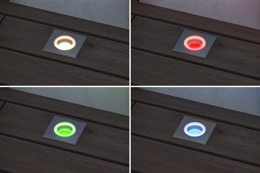 Paulmann LED Einbauleuchte »Floor eckig 110x110mm RGBW+ 4,9W 300lm 230V Eisen gebürstet Aluminium«, 1 flammig, Bodeneinbauleuchte Smart Home Zigbee 3.0 IP67
