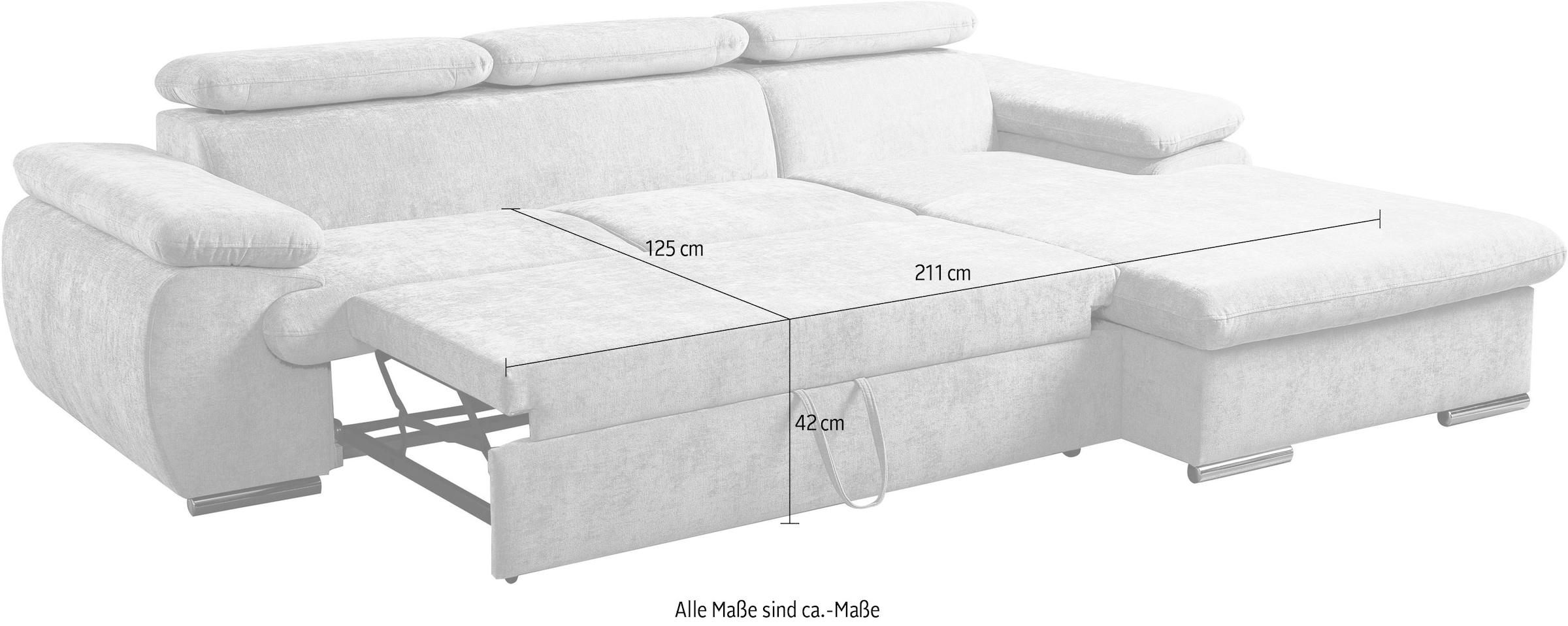 WERK2 Ecksofa »Cosmo« Eckcouch mit Schlaffunktion, Bettkasten & verstellbaren Kopfteilen