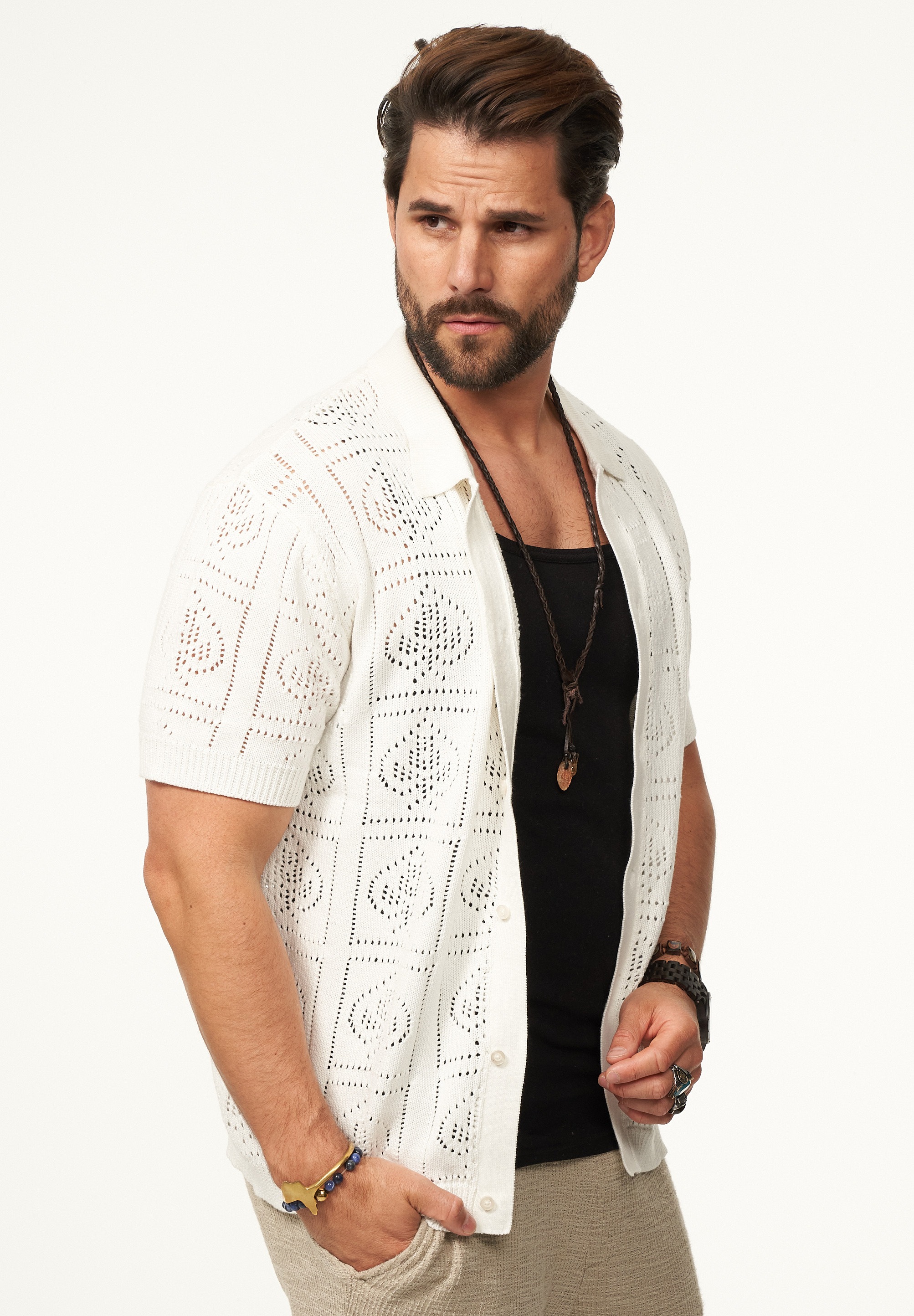 SOULSTAR Poloshirt »Kurzarm Strickhemd im Cardigan Stil mit Knopfleiste für Herren« Herren Kurzarm Strick Polo-Hemd Cardigan T-Shirt