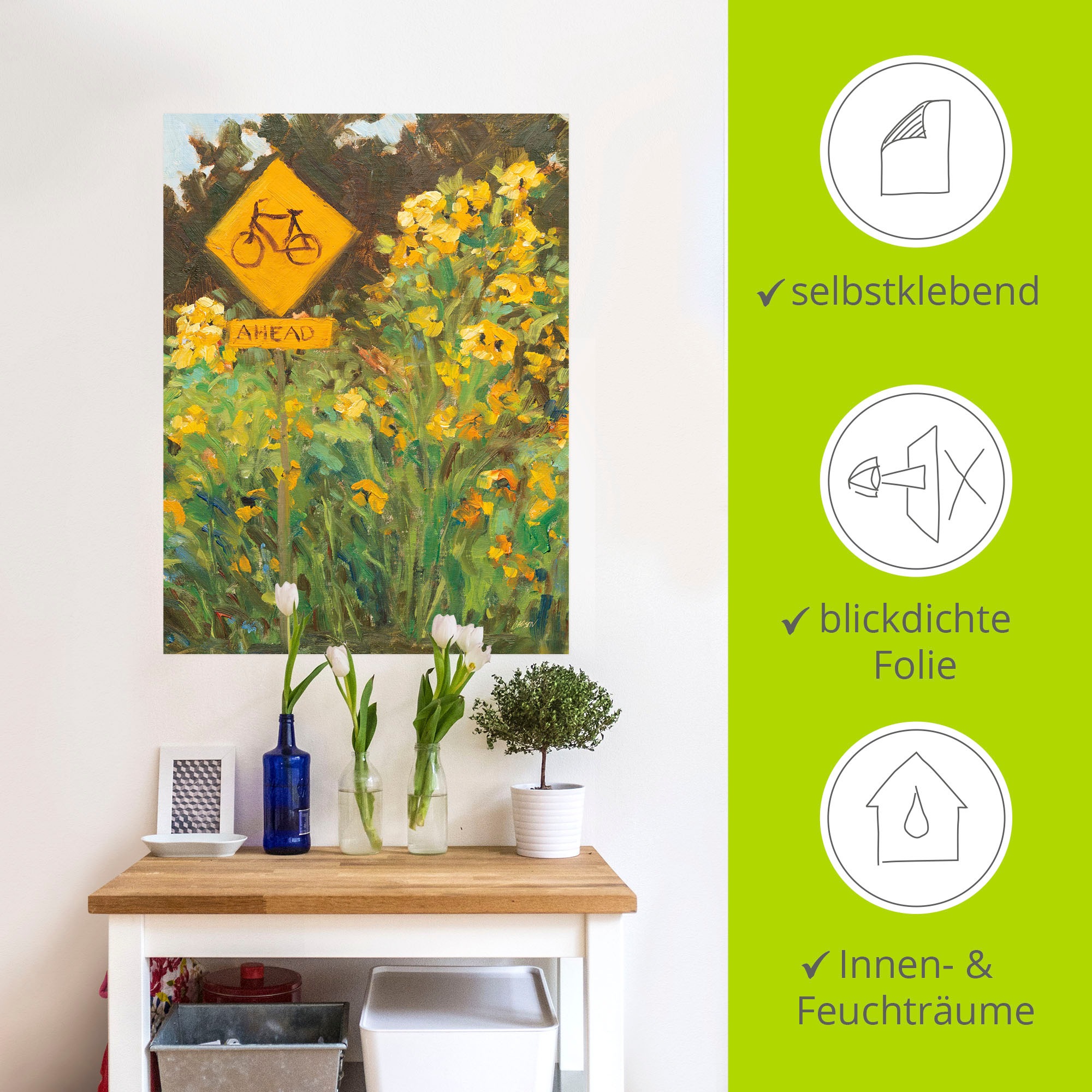 Artland Wandbild »Bicycle Crossing« Blumenwiese 1 Stk. tlg. als Alubild, Leinwandbild, Poster, Wandaufkleber in verschied. Größen