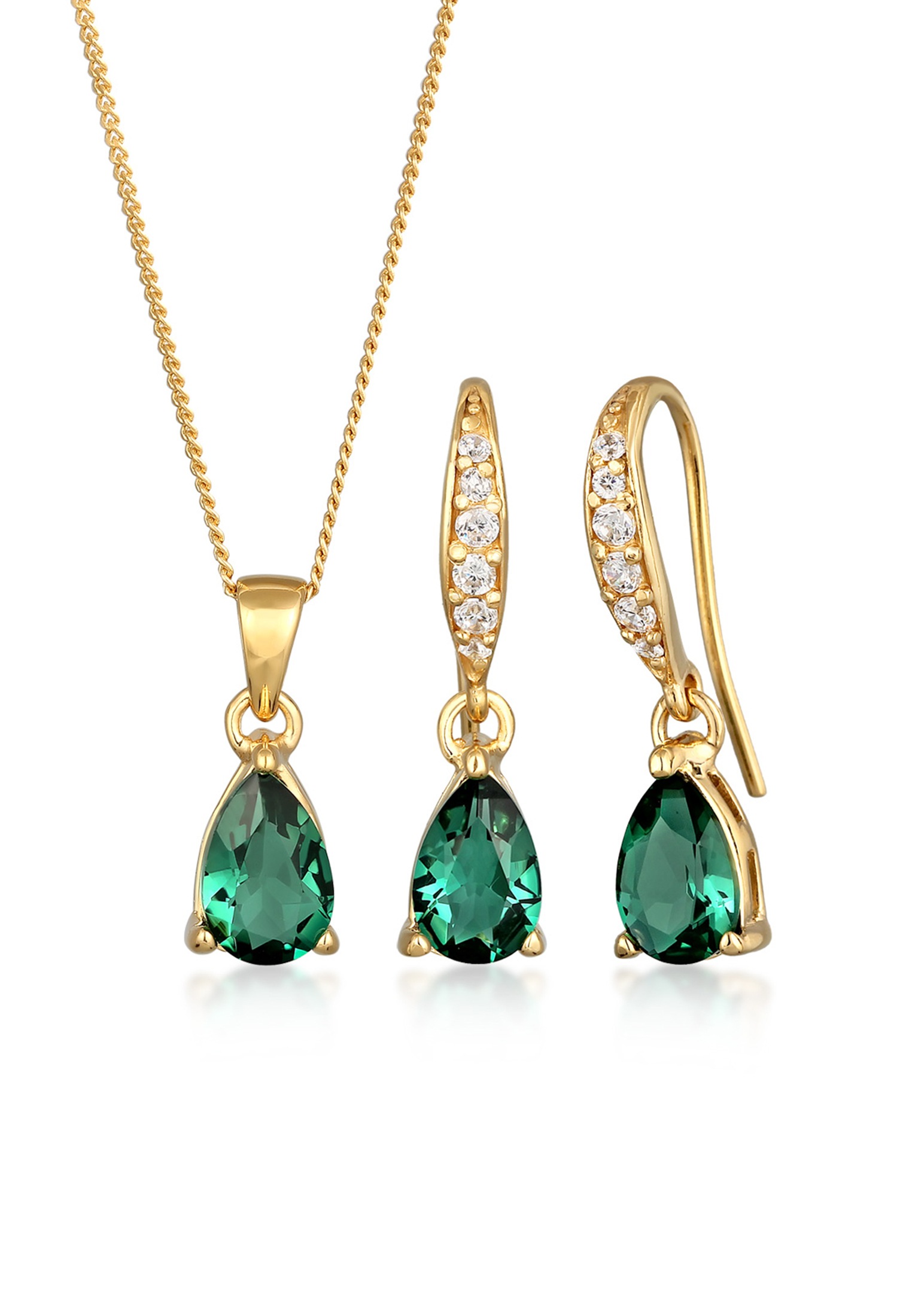 Elli Ohrring und Ketten Set »Schmuckset Kette Ohrhänger Quarz Topas 925 Silber« ()