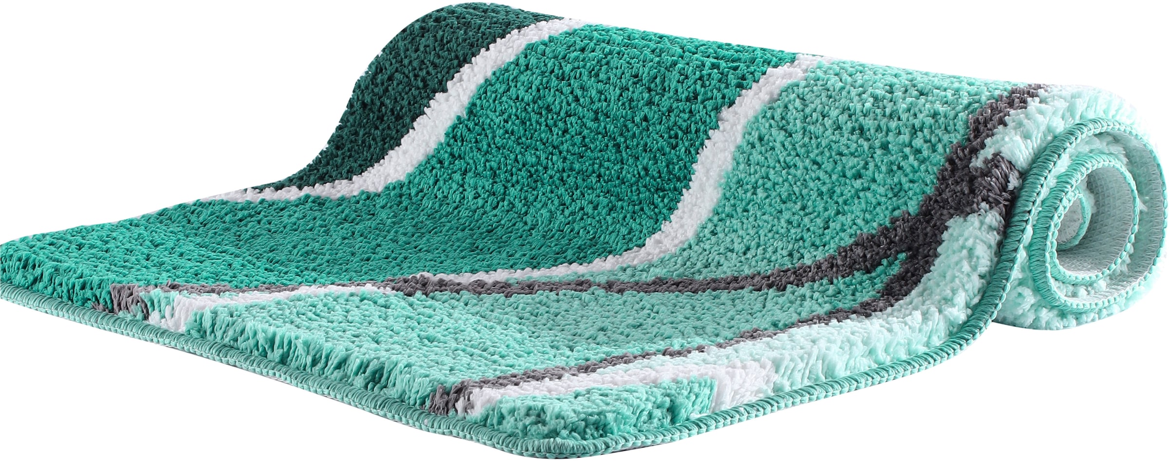 my home Badematte »Juna mit Muster, Badvorleger, Badezimmer Teppich, Duschvorleger« Höhe 20 mm rutschhemmend beschichtet strapazierfähig besonders weich, Design, Badematten, Badteppich