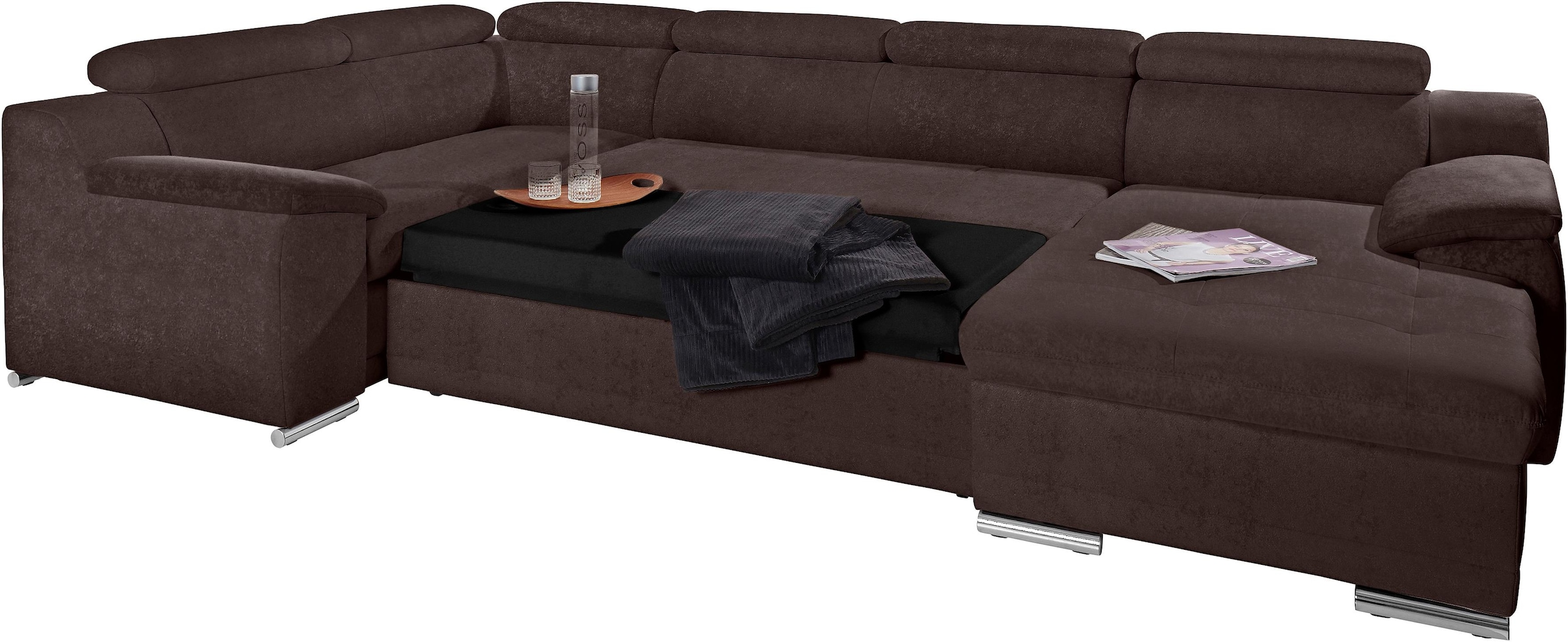 sit&more Wohnlandschaft »Andiamo U-Form«, mit Kopfteilverstellung, wahlweise mit Bettfunktion