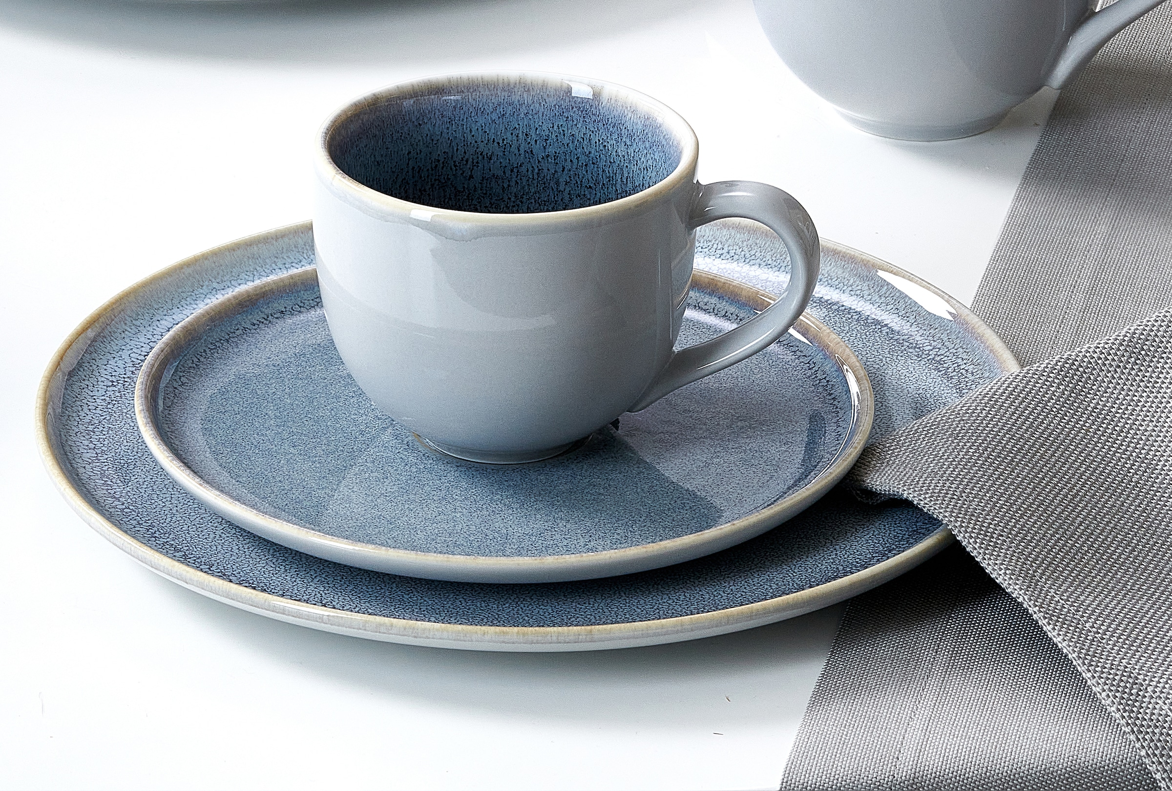 Ritzenhoff & Breker Kaffeeservice »Geschirr-Set, Service Skagen Stone«, (Set, 12 tlg., 4 Kaffeetassen (Ø 8 cm), 4 Untertassen (Ø 16 cm), 4 Teller (Ø 21,5 cm), Reaktivglasur, 12 Teile, für 4 Personen