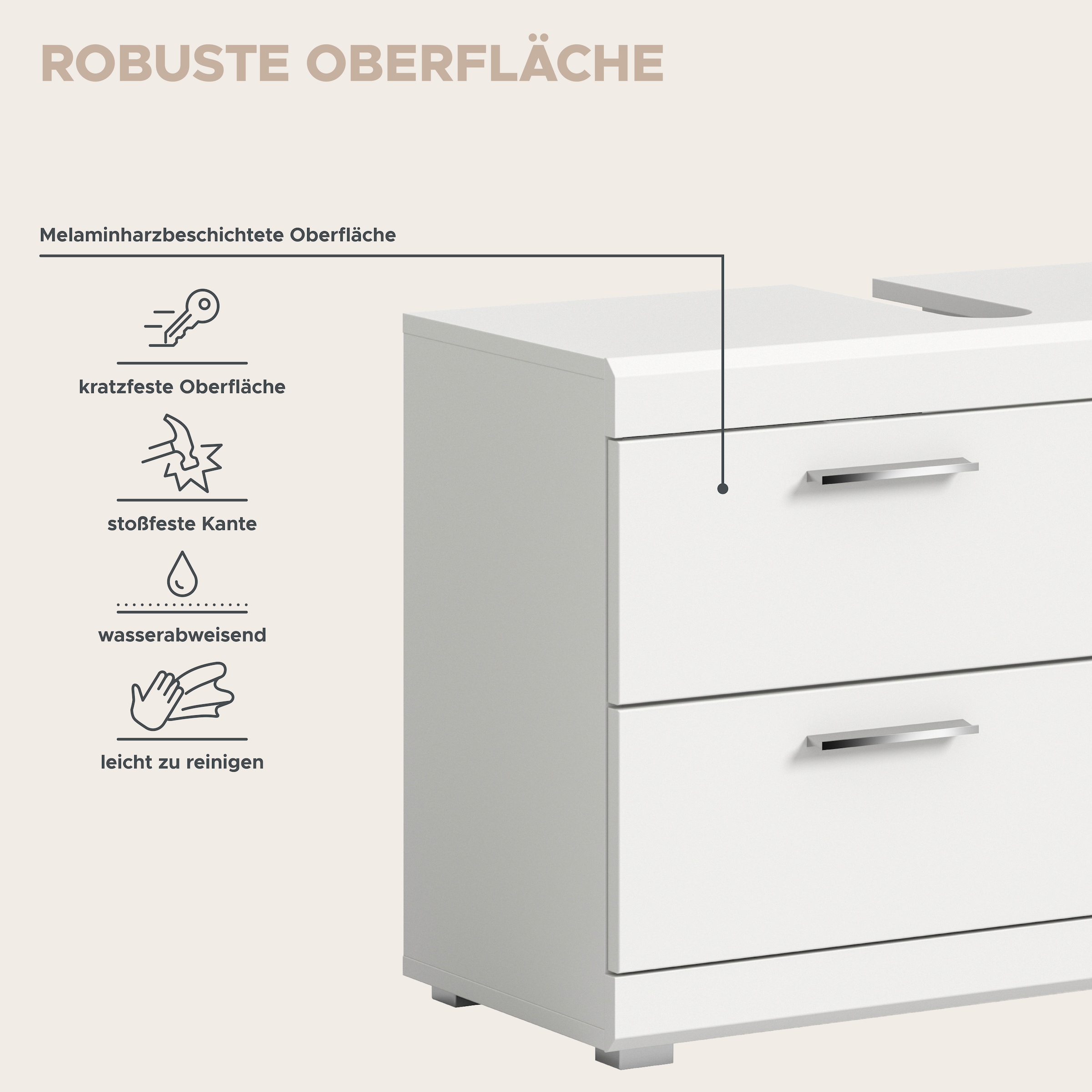 welltime Waschbeckenunterschrank »SIENA, Breite 80cm, 1 Tür, 1 Schubkasten, 1 Klappe, 2 Fächer,MDF-Front« WBU, Badmöbel, Badschrank, Kommode, Unterschrank, Bad, Badezimmer