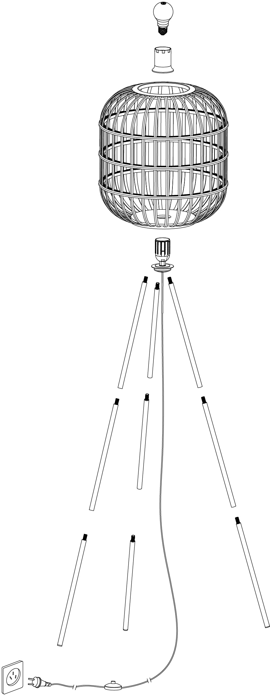 EGLO Stehlampe »BORDESLEY«, 1 flammig, Leuchtmittel E27 | ohne Leuchtmittel