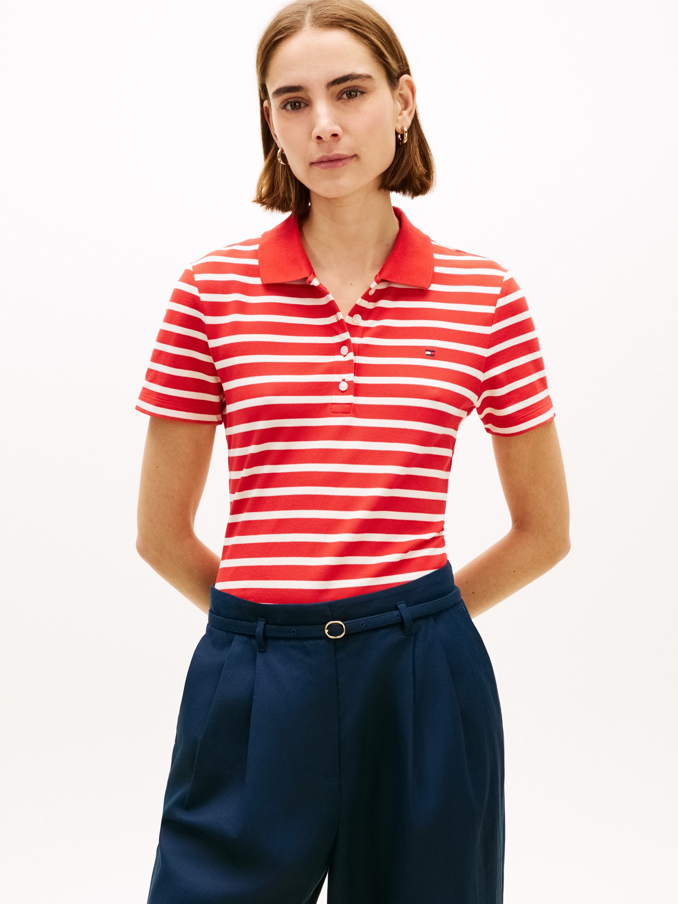 Tommy Hilfiger Poloshirt »1985 Slim Fit Pique Premium« mit Logostickerei, Seitenschlitze