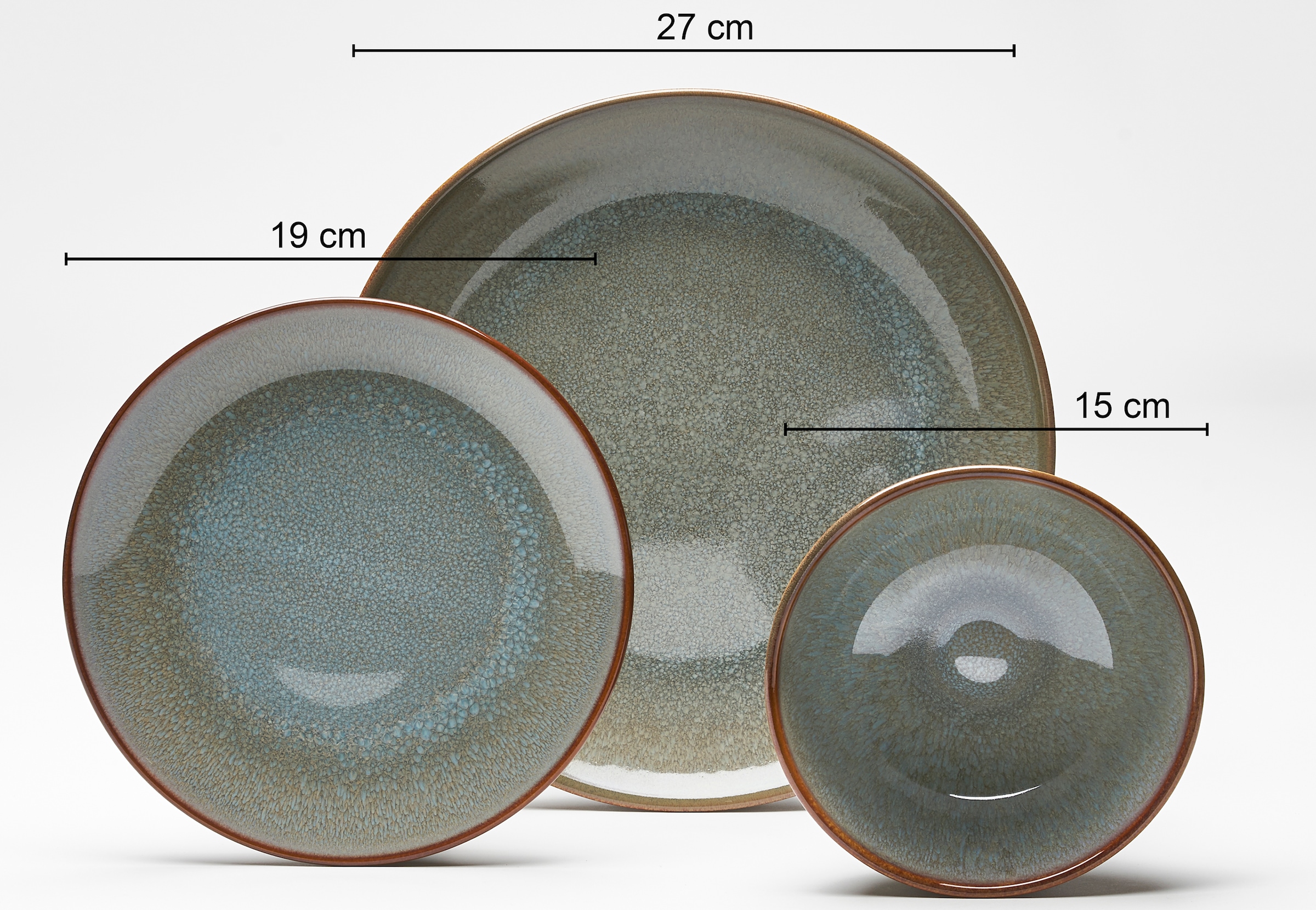 van Well Kombiservice »Geschirr-Set Olbia Lago, 16-teilig« rund, braun / reaktiv, spülmaschinen- und mikrowellengeeignet