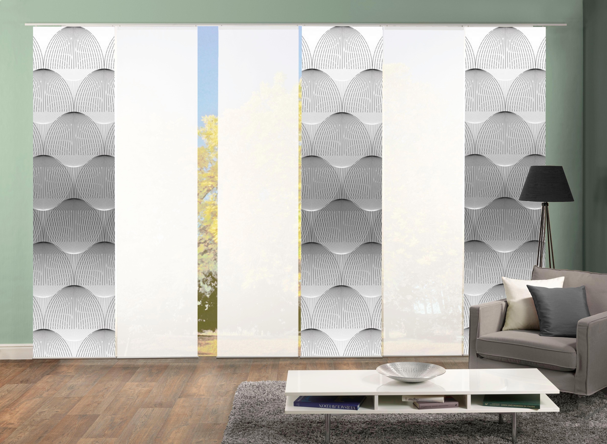 HOME WOHNIDEEN Schiebegardine »BENARIS« Klettband 6 Stk. tlg. HxB: 245x60, inkl. Befestigungszubehör