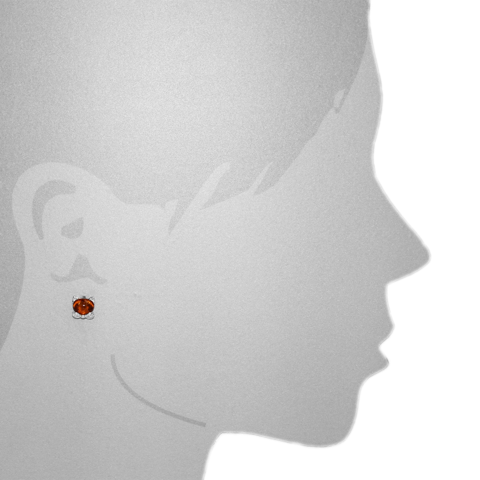 OSTSEE-SCHMUCK Paar Ohrstecker »- Katze - Silber 925/000 - Bernstein«
