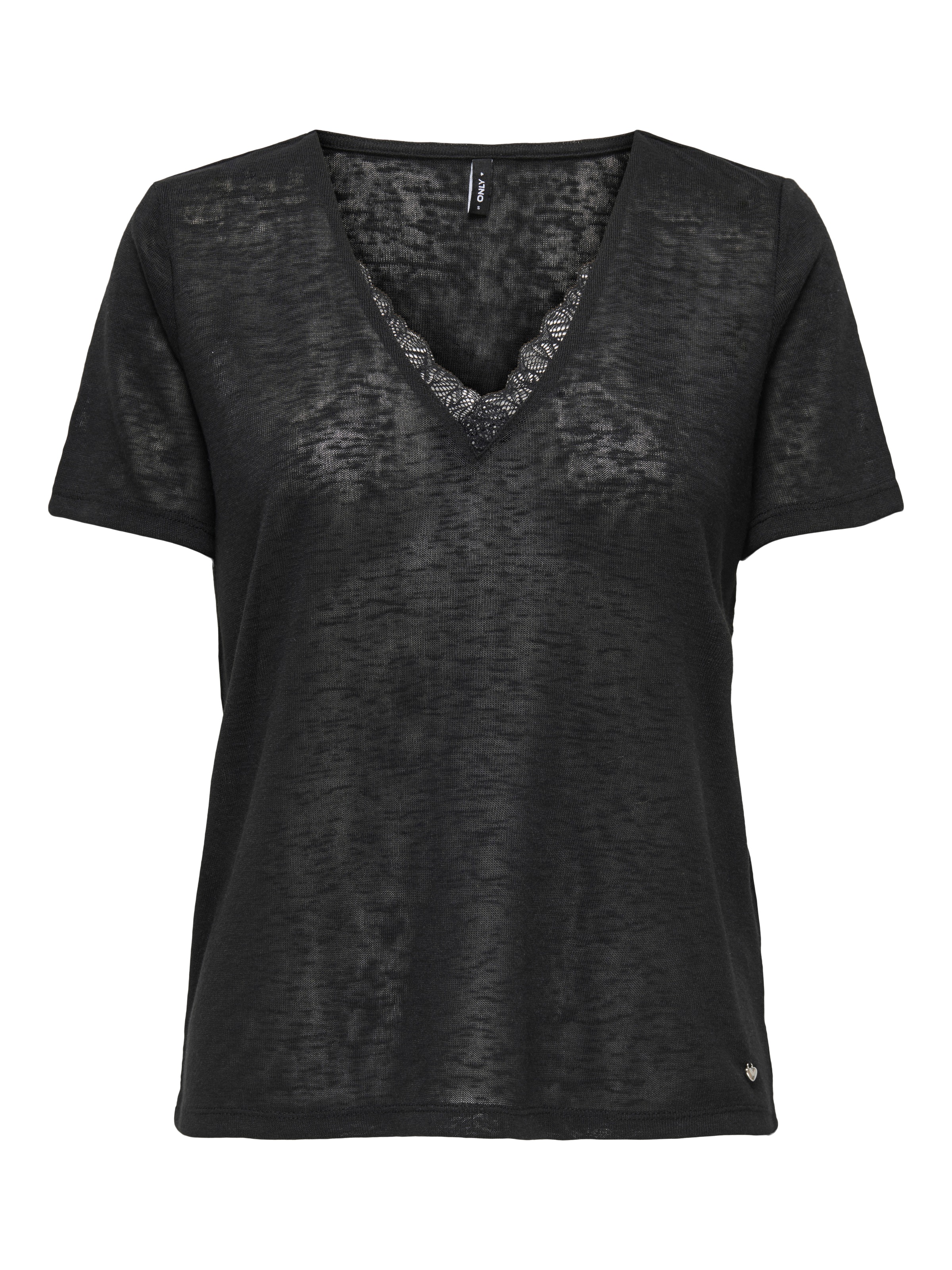 ONLY V-Shirt »ONLZOLA LIFE S/S V-NECK LACE TOP JRS«