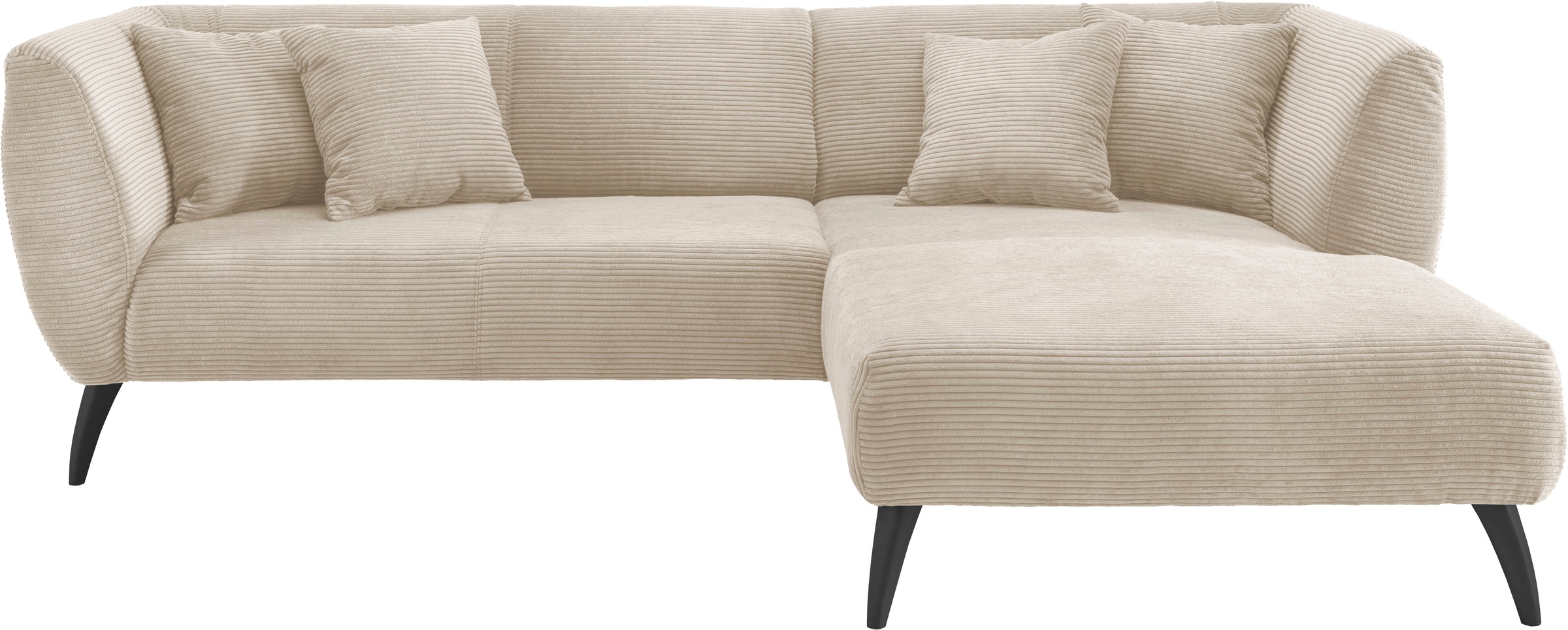 INOSIGN Ecksofa »Colori L-Form«, Holzfußfarbe wählbar, inkl. 4x Zierkissen